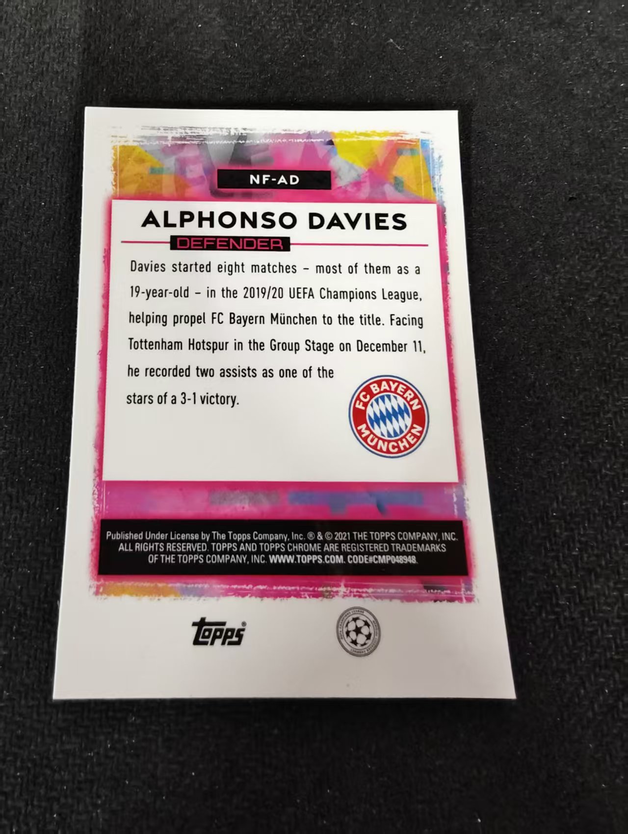 【可合并,不累计】2021 Topps Chrome Alphonso Davies 拜仁 阿方索 戴维斯 电音 联名 大比例 特卡 欧冠 银折 不保卡品 介意勿拍