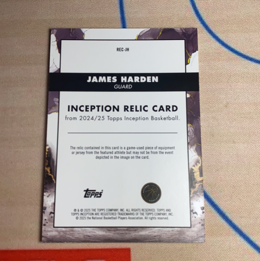 2024-25 Topps inception James Harden 詹姆斯 哈登 落场亲穿球衣 切割物料 盗梦空间 卡品如图 凑套必备