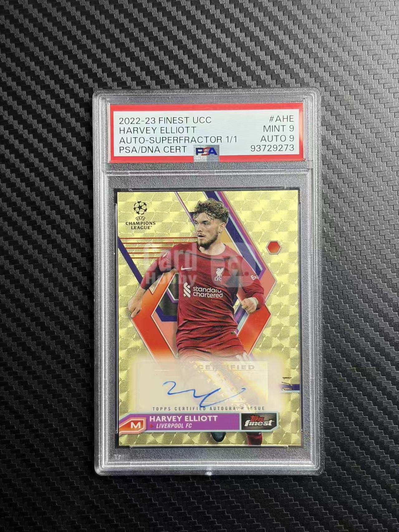 2022-23 Topps Finest Harvey elliott 欧冠 利物浦 哈维 埃利奥特 爆金 金折 1/1 编 签字 psa 签字9 卡品9 卡品如图 拍前看描述