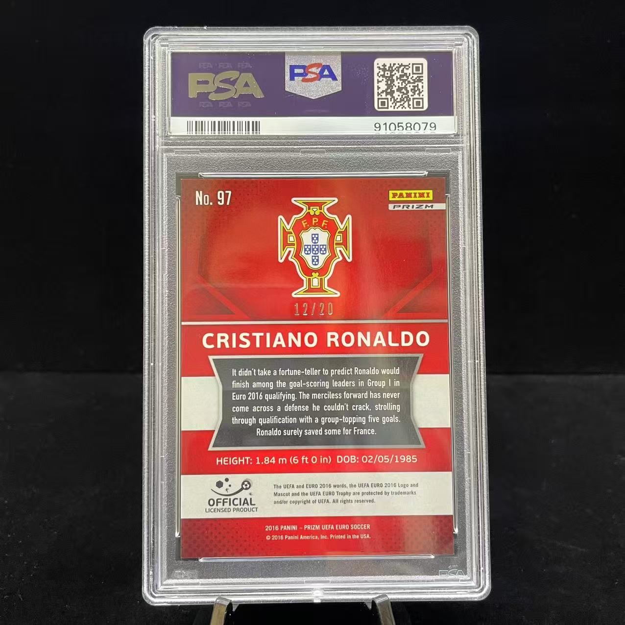 【德基拍卖】2016 Panini Prizm UEFA Cristiano Ronaldo 元年 欧洲杯PZ 葡萄牙 C罗 克里斯蒂亚诺 罗纳尔多 夺冠年 橙折 12/20编 PSA10分 收藏必备 卡品如图 Andy10-9
