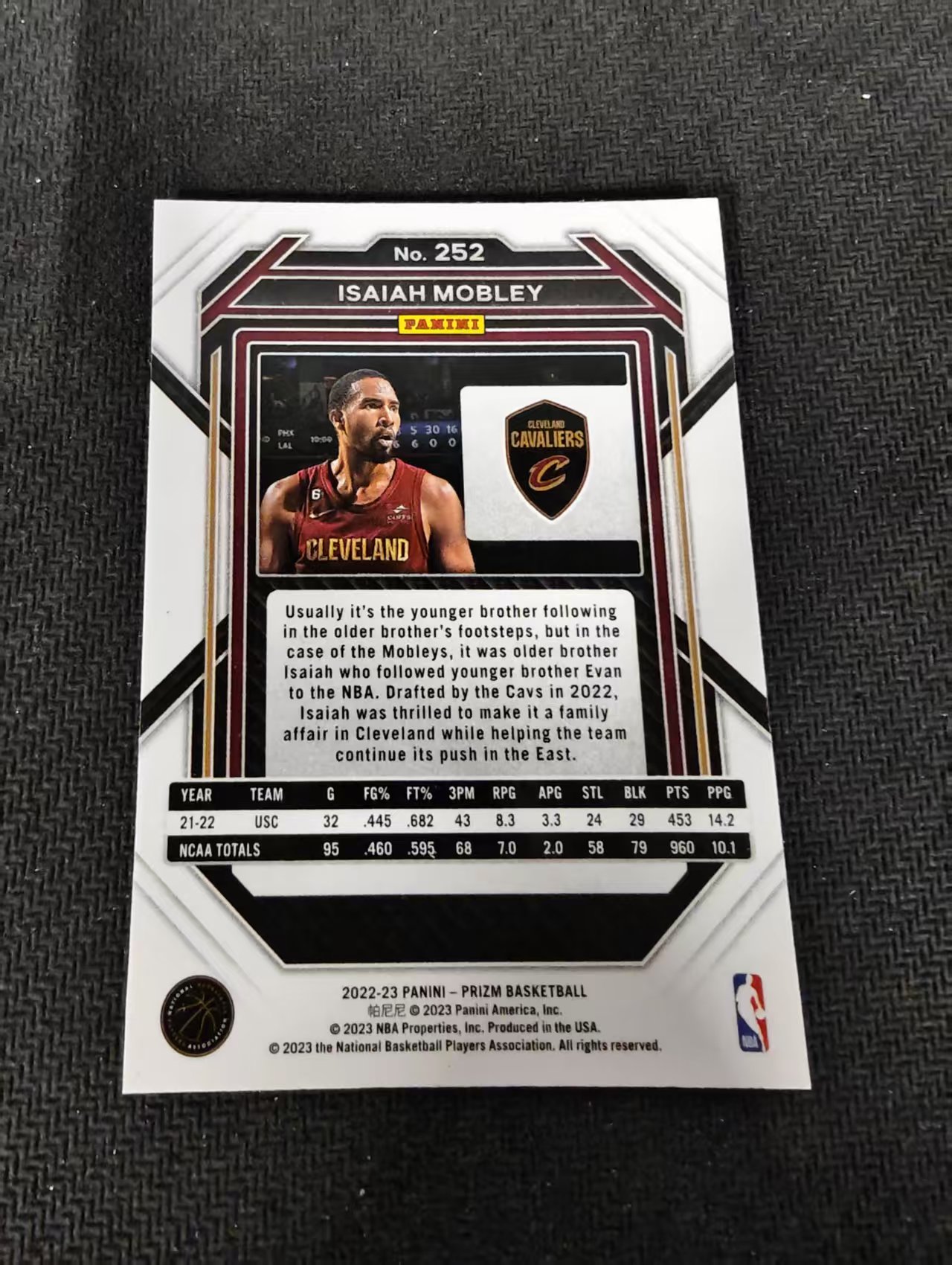 【可合并,不累计】2022-23 Panini Prizm Isaiah Mobley 以赛亚 莫布利 骑士 新秀RC PZ 不保卡品 介意勿拍 #252