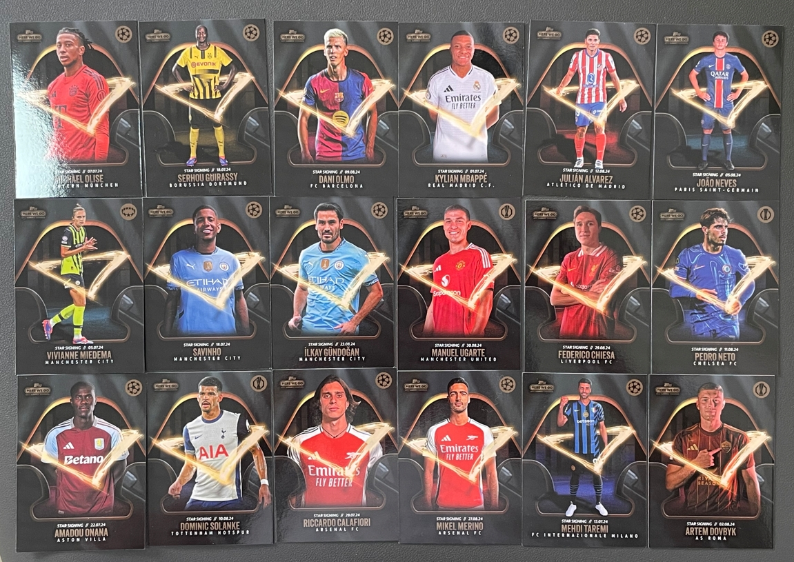 【灰灰卡牌】2023-24 Topps Here We Go 罗马诺夏转盒 全套 18张齐 Star Signing 明星签约特卡 全网首套 姆巴佩 Mbappé 奥尔莫 皇马 一图打包 不保卡品