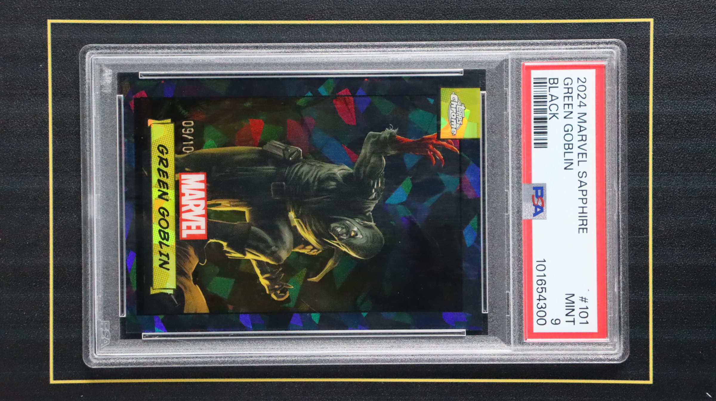 2024 Topps Chrome Marvel 漫威 蓝宝石 绿魔 10编 黑碎冰折 PSA9分评级卡【V196】46【超新星代卖】B 卡淘