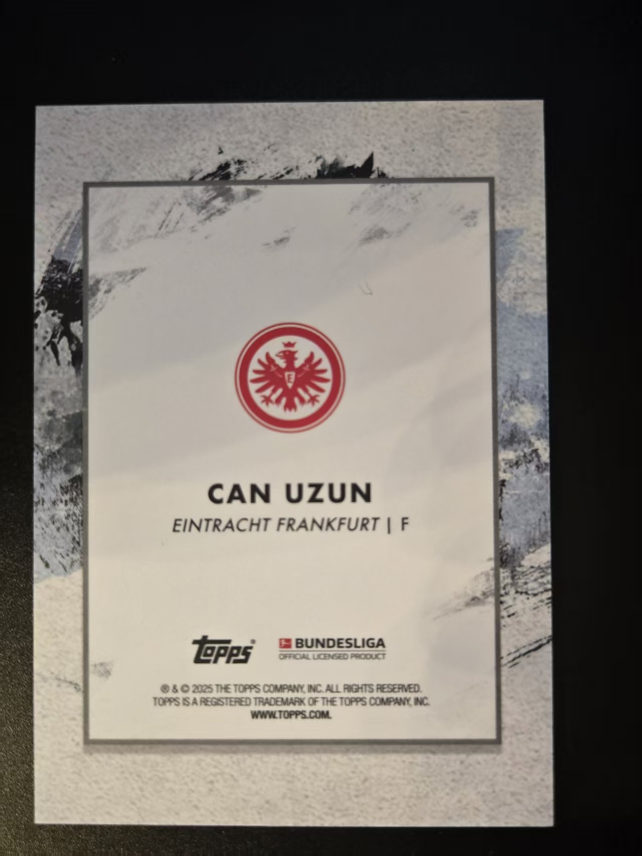 2024-25 topps 德甲盗梦空间 限量 14/99编 RC新秀 CAN UZUN詹乌尊 法兰克福 蓝折折射 值得收藏 卡品如图