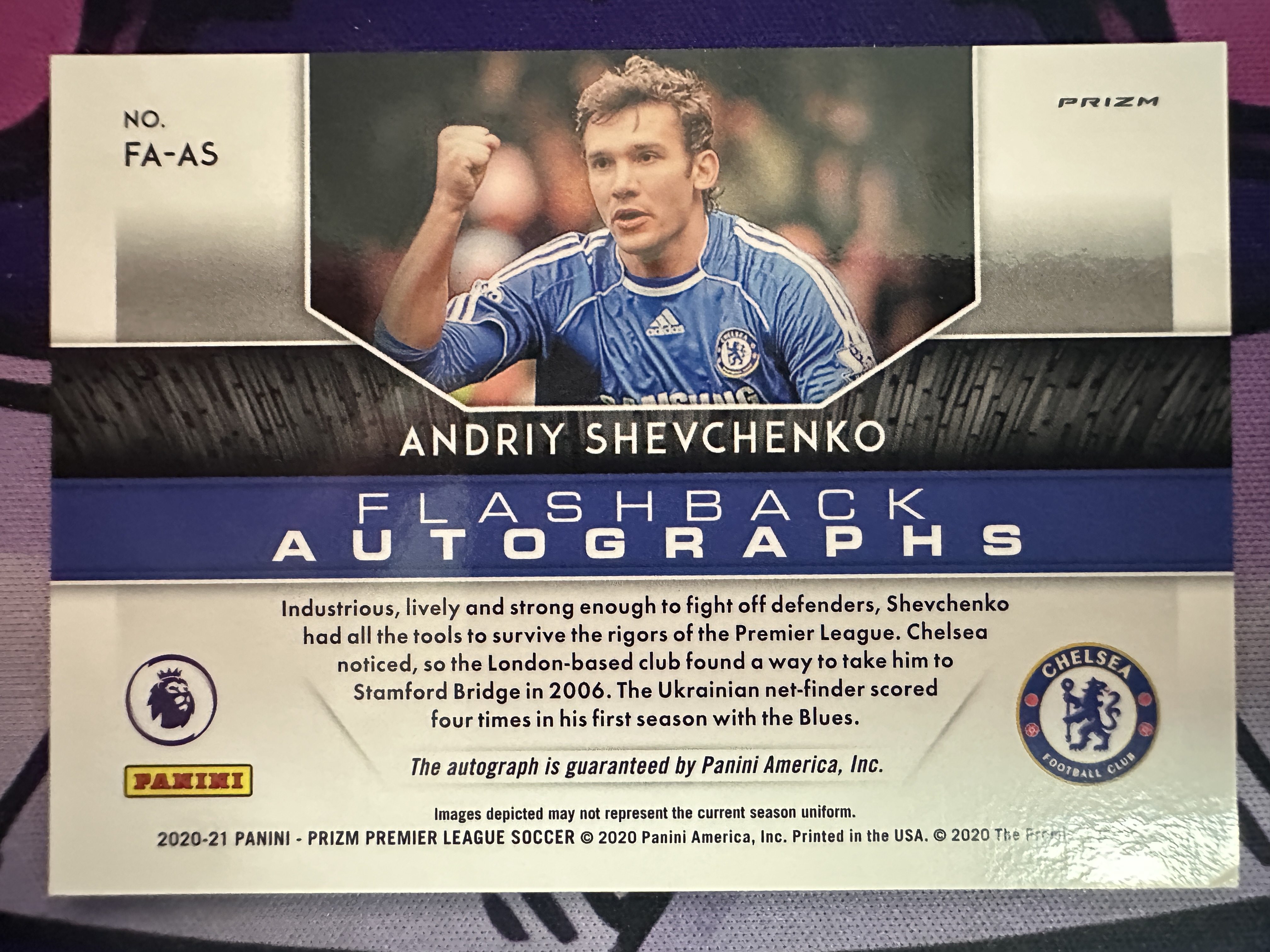 2020 Panini Prizm Andriy Shevchenko 绝版 英超pz 安德烈 舍甫琴科 舍瓦琴科 核弹头 闪回签 银泡泡折 独占
