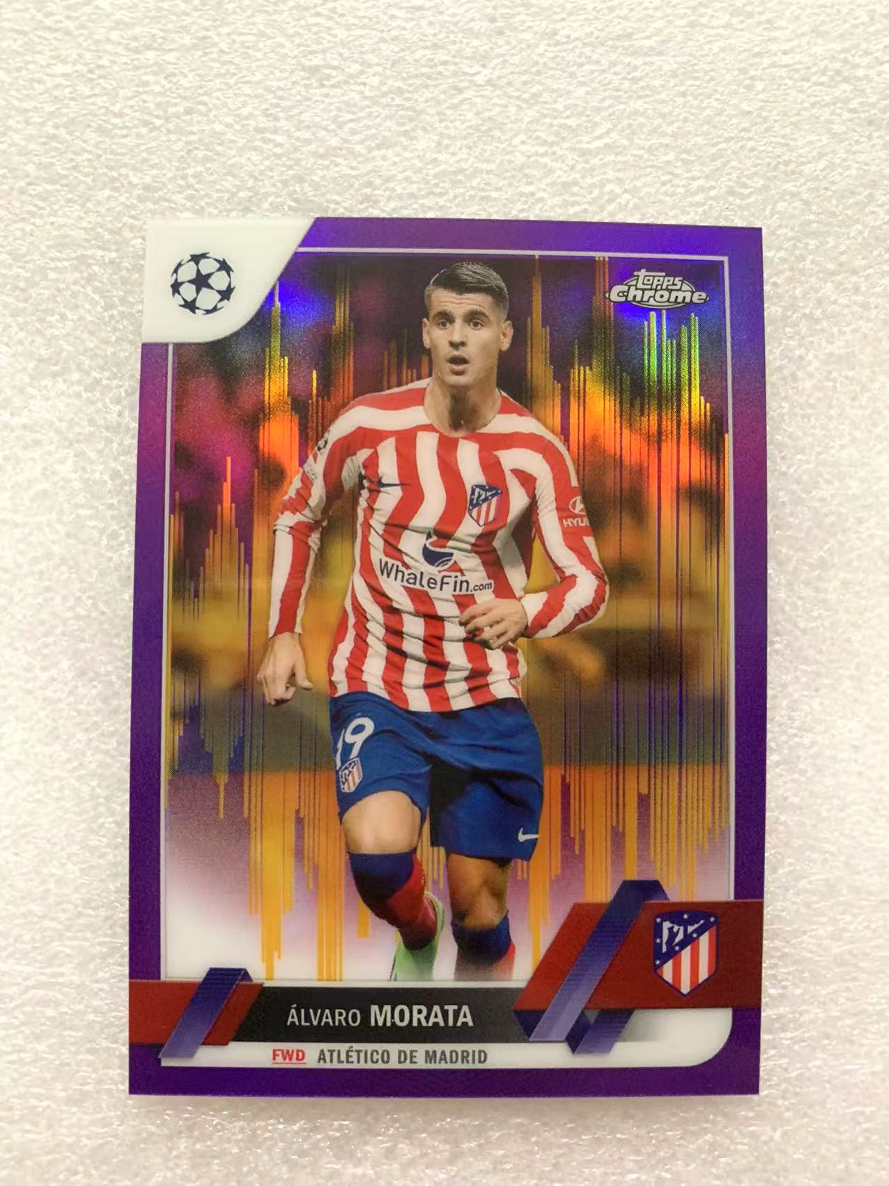 2023 Topps Chrome Alvaro Morata 欧冠 西甲 马德里竞技 马竞 莫拉塔 紫地震折 折射 卡品如图