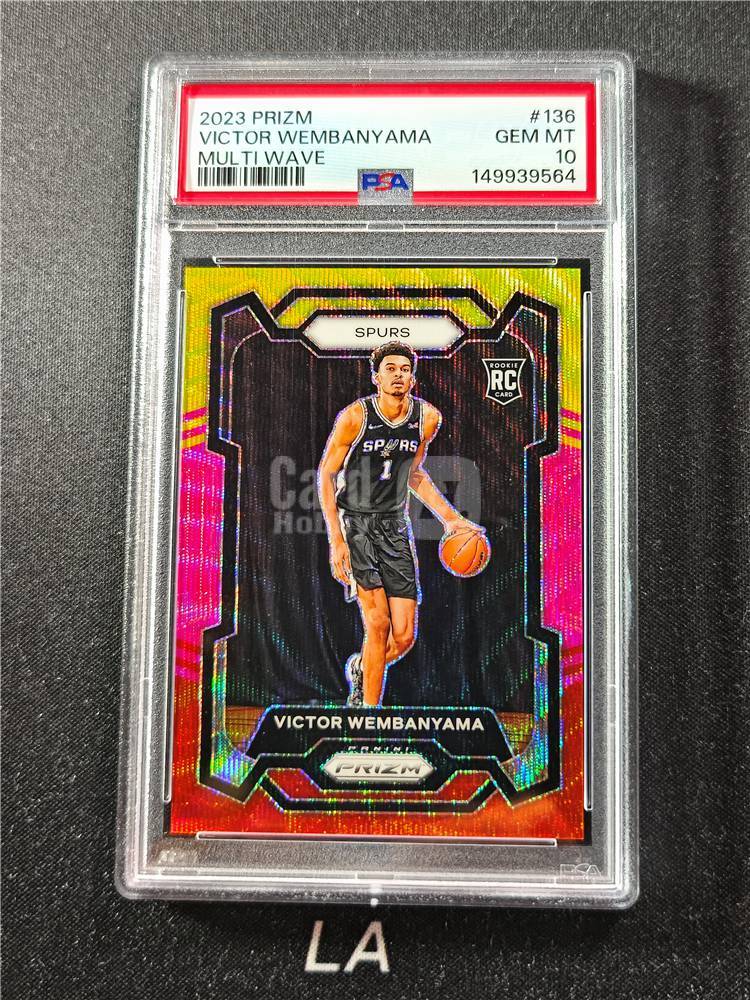 【LA拍卖精品】2023-24 Panini Prizm Victor Wembanyama PZ 新秀RC 马刺 维克托 文班亚马 天赋怪兽 状元 /88编 三色波纹折 糖果折 正新秀 Base PSA10分 完美卡品 V145A