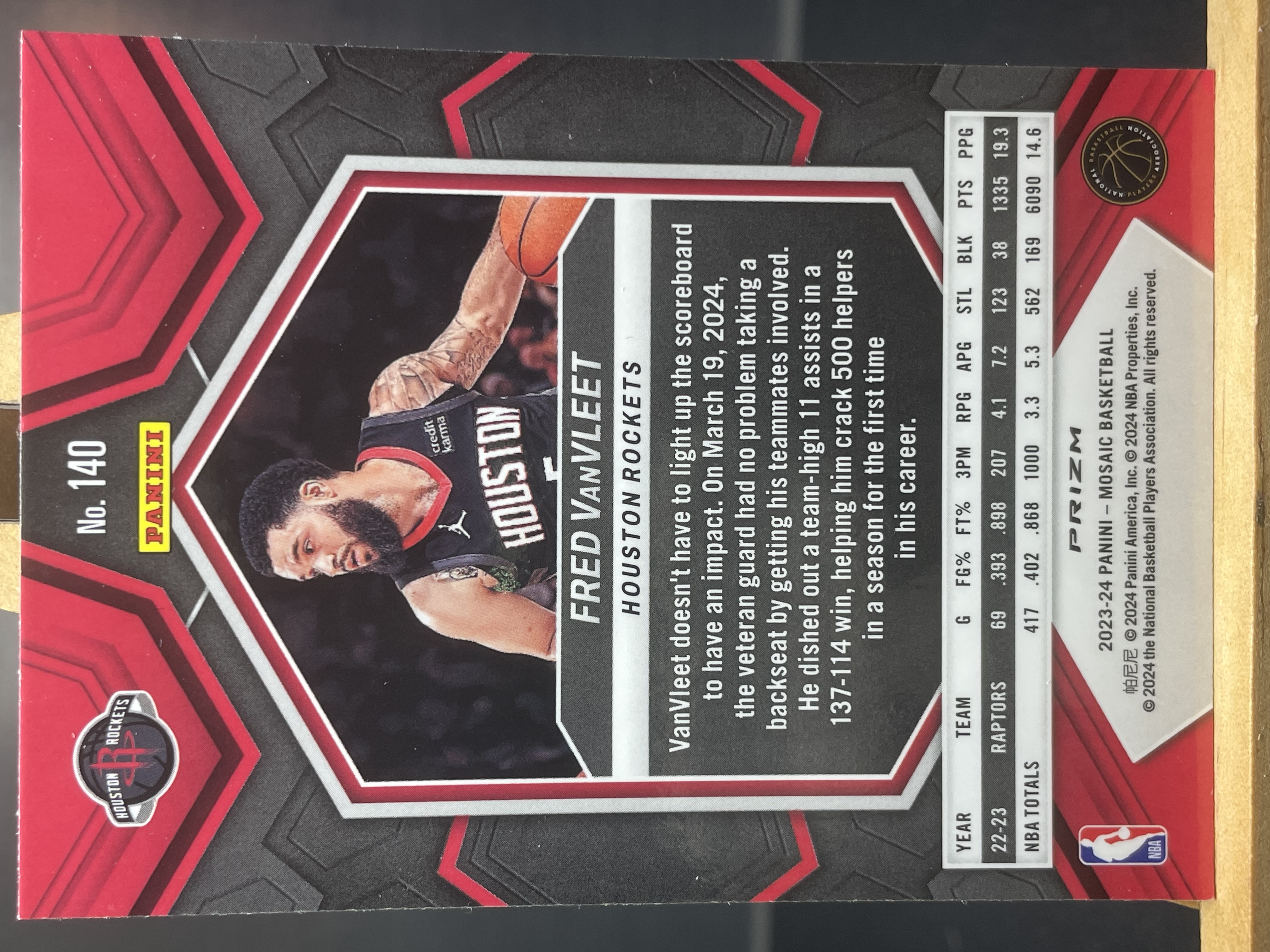 (B1) 2023-24 PANINI 马赛克系列 银折 范乔丹 弗雷德 范弗利特 火箭 近期大热球星 收藏凑套必备 卡品如图!!!
