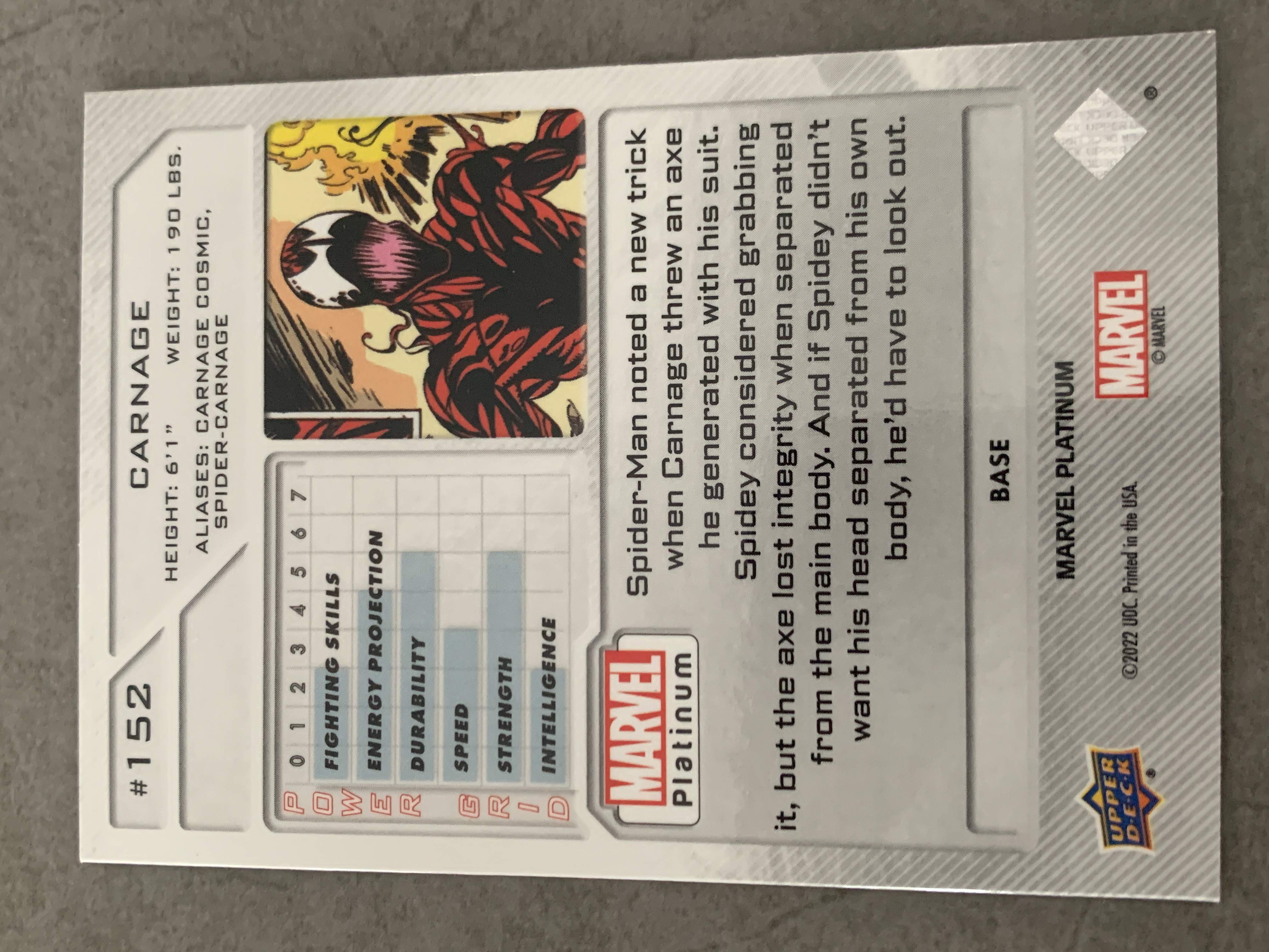 (A9) 2022 UPPER DECK 漫威 BASE 屠杀 实卡好看 收藏凑套必备 卡品如图 !!!