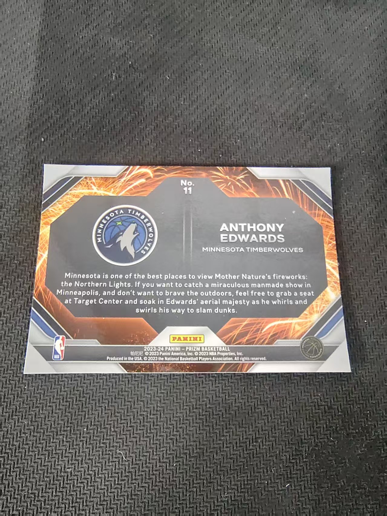 【可合并,不累计】2023-24 Panini Prizm Anthony Edwards 安东尼 爱德华兹 华子 森林狼 烟花特卡 PZ 划痕 边角瑕疵 介意勿拍 #11