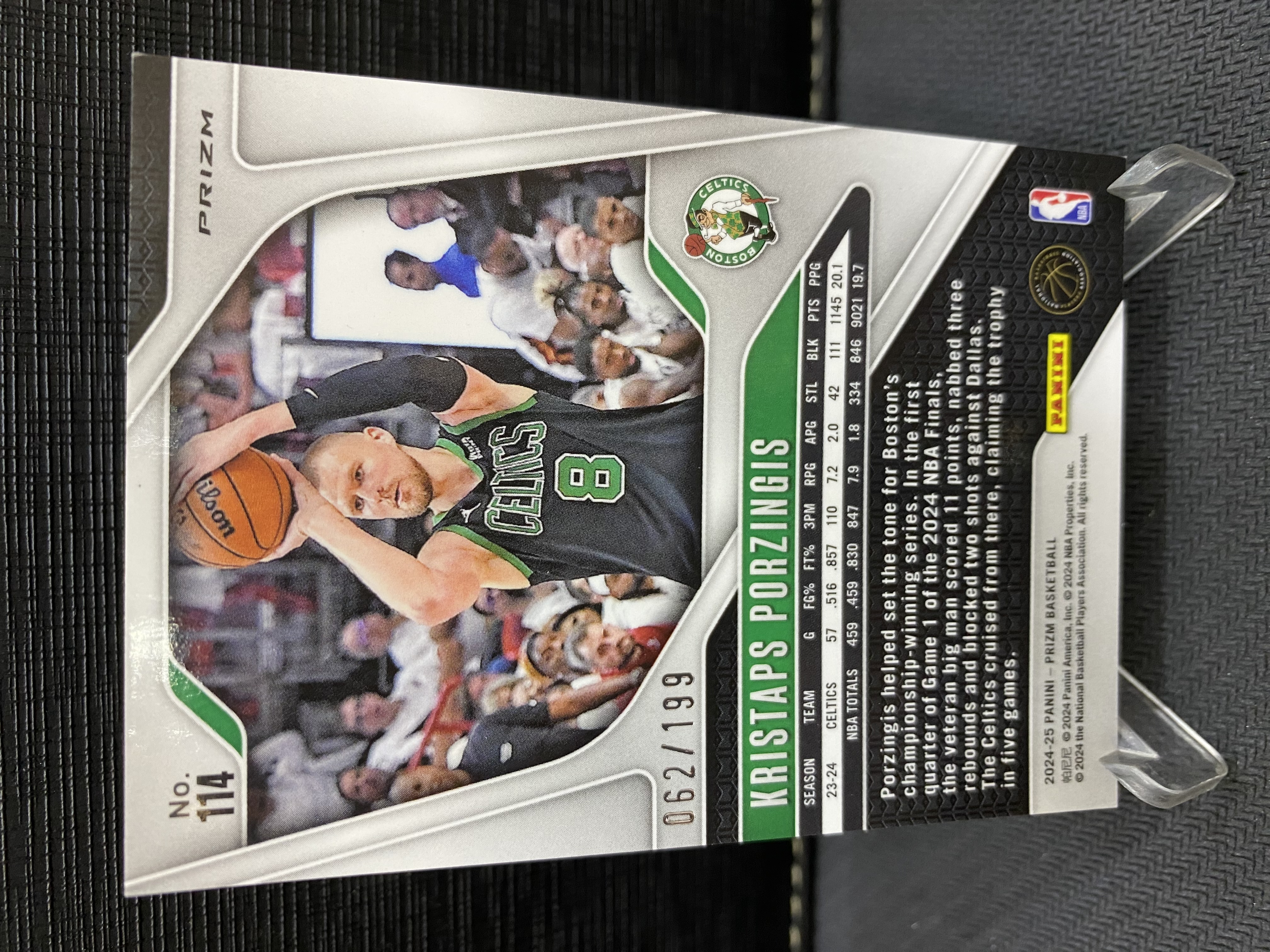 2024-25 Panini Prizm Kristaps Porzingis PZ 凯尔特人 波尔津吉斯 199编 蓝折 收藏必备 卡品如图 -老道-【乌苏拍卖】