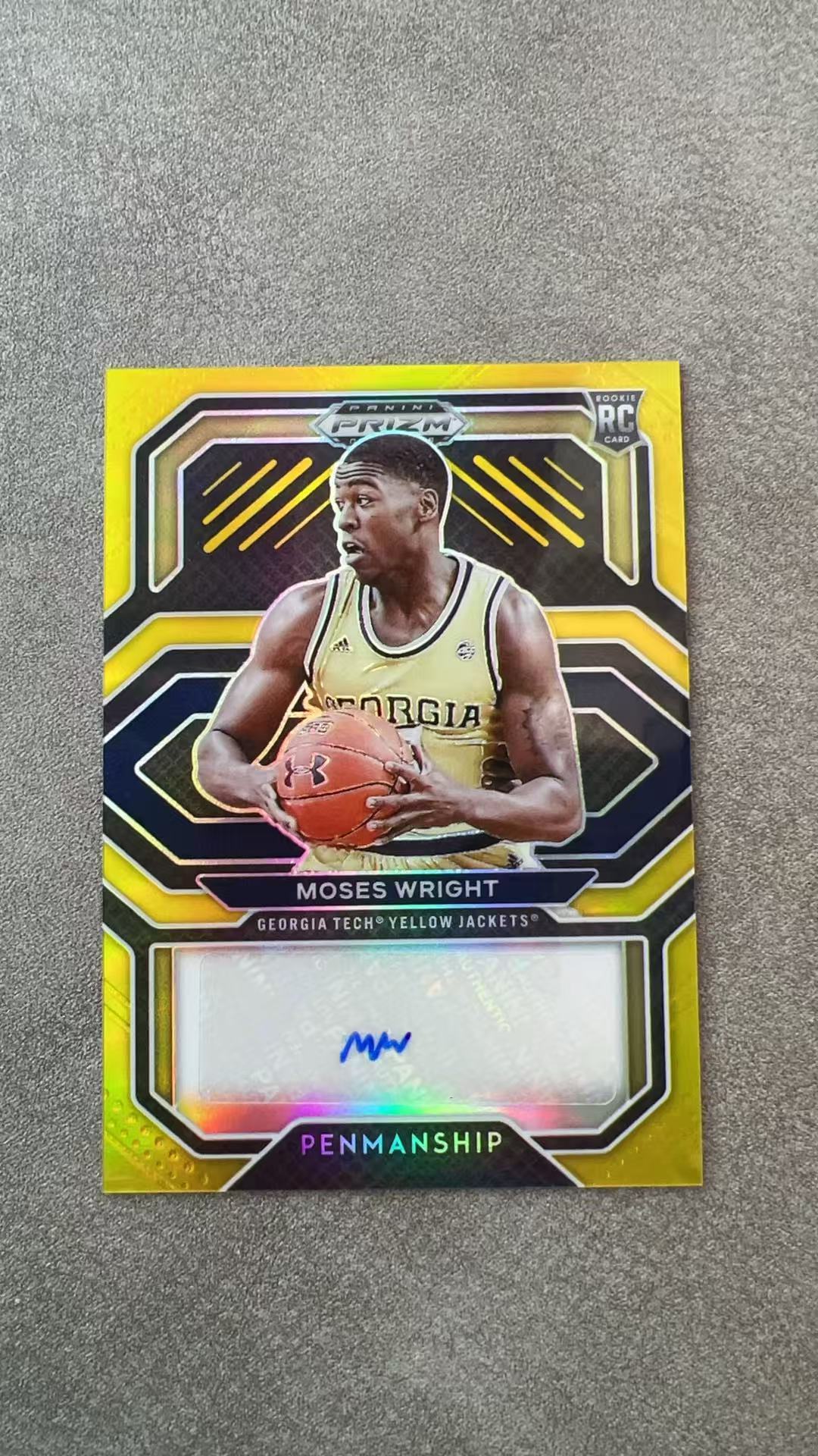 5917【330球星卡实体店代卖】2021 帕尼尼 PRIZM 摩西赖特 Moses Wright 新秀RC 签字 07/10编 低编 金折 仅顺丰寄付(UK23)
