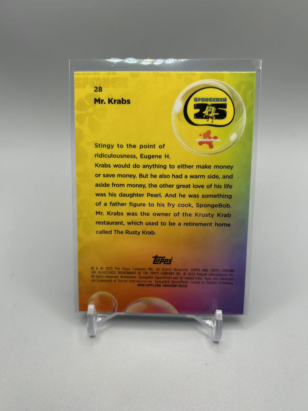 2025 Topps SpongeBob SquarePants mr crabs 【灰灰代拍】蓝宝石 chrome 海绵宝宝 蟹老板 base 疯