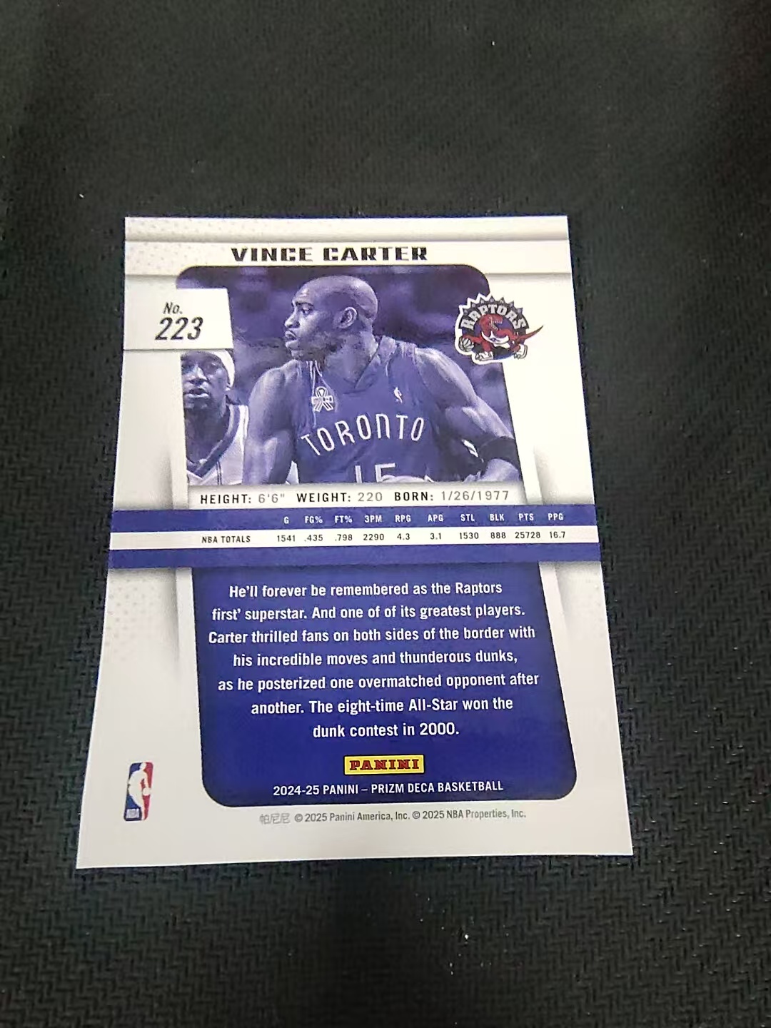 【可合并,不累计】2024-25 Panini Prizm Vince Carter Deca 文斯 卡特 猛龙 PZ 复刻 划痕 边角瑕疵 #223