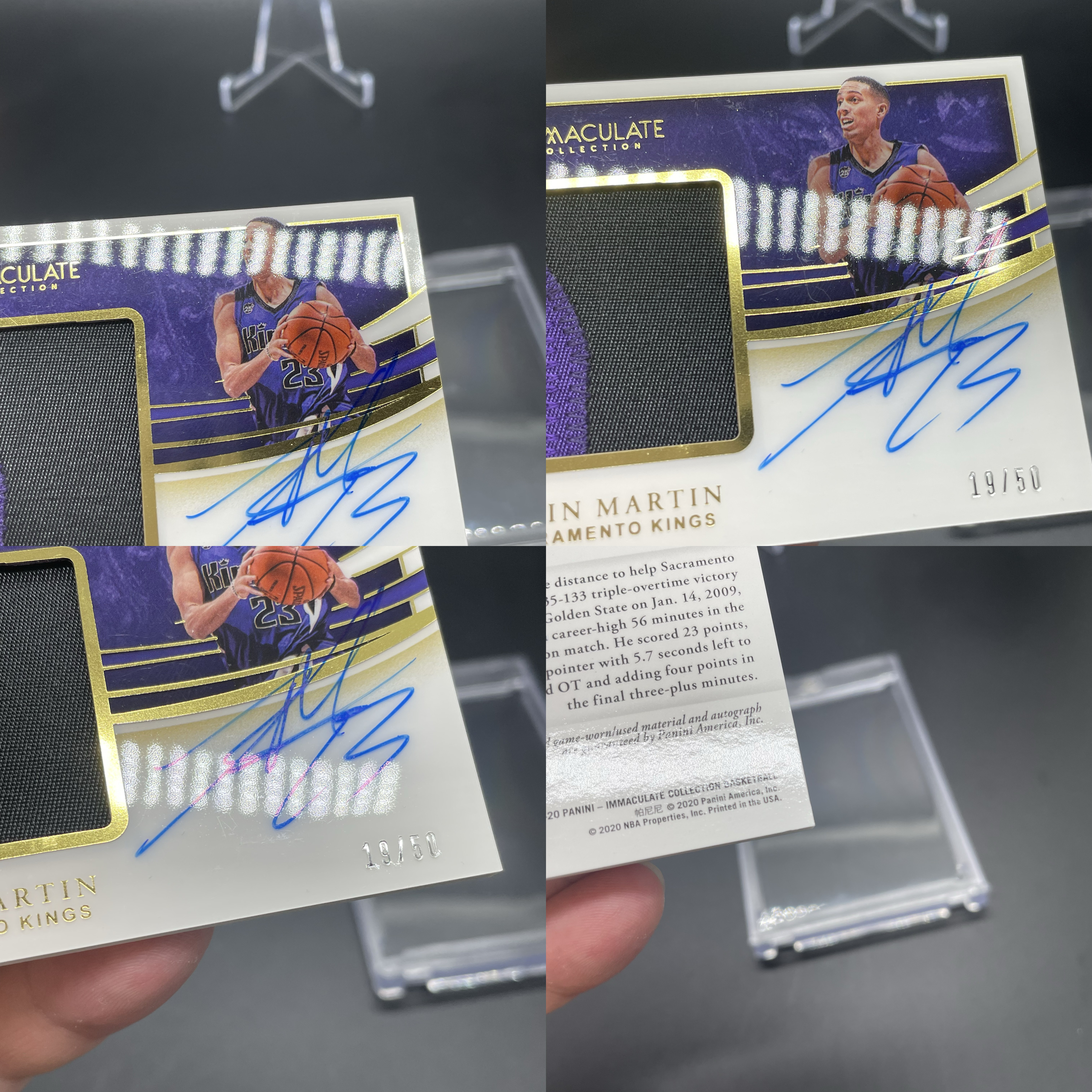 2019-20 Panini Immaculate Kevin Martin 【无界代卖】国王 凯文 马丁 19/50编 PPA 镜面PA 签字 卡签 暴力三色大窗Patch 品墨如图 不累计 Zz
