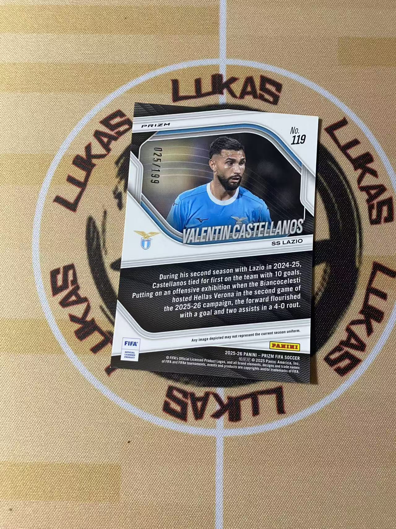 2025-26 Panini Prizm FIFA Valentin Castellanos 撸卡厮 Lukas 世界杯 pz 西汉姆联 阿根廷 国脚 瓦伦丁 卡斯特拉诺斯 199编 蓝折 (nq)