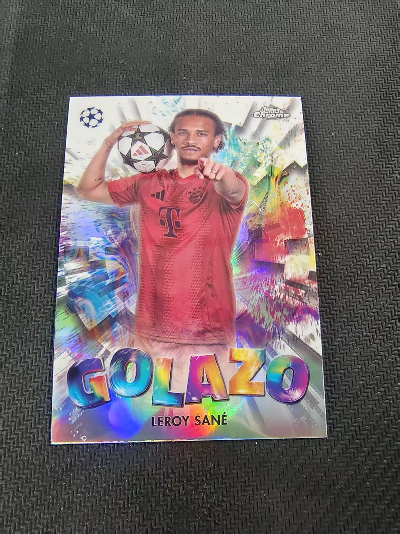 【可合并,不累计】2025 Topps Chrome leroy sane 勒鲁瓦·萨内 拜仁慕尼黑 GOLAZO进球特卡 欧冠 银折 划痕 边角瑕疵 #16