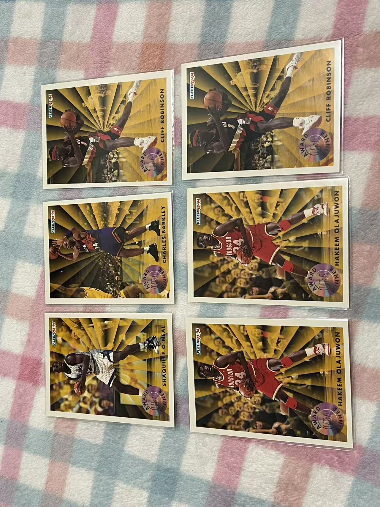 1993 Fleer NBA 6张打包 奥尼尔 最佳新秀/奥拉朱旺 DPOY/巴克利 MVP/克里夫罗宾逊 最佳第六人【金佛光 老人 老卡 老特】#799