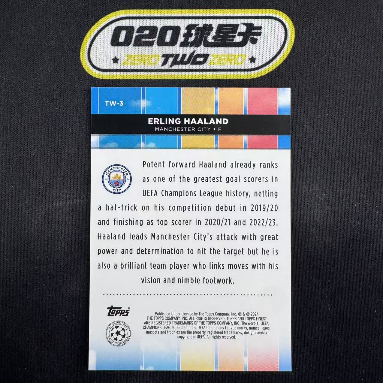 2023-24 Topps Finest Erling Haaland 欧冠Finest 哈兰德 66/99编 世界之巅特卡 绿熔岩折 曼城(OSORA)