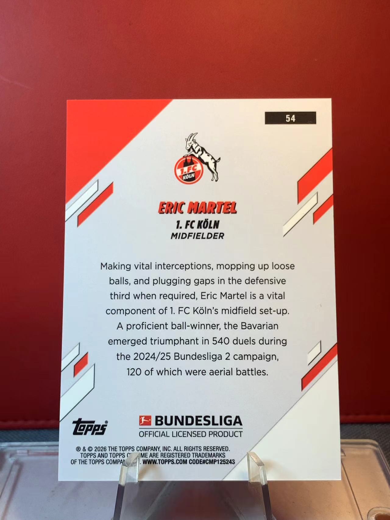 (詹叔代拍) 2025-26 Topps Chrome eric martel 德甲 chrome 科隆 埃里克 马特尔 紫熔岩折 19/75编 卡品如图 顺丰寄付 泰山