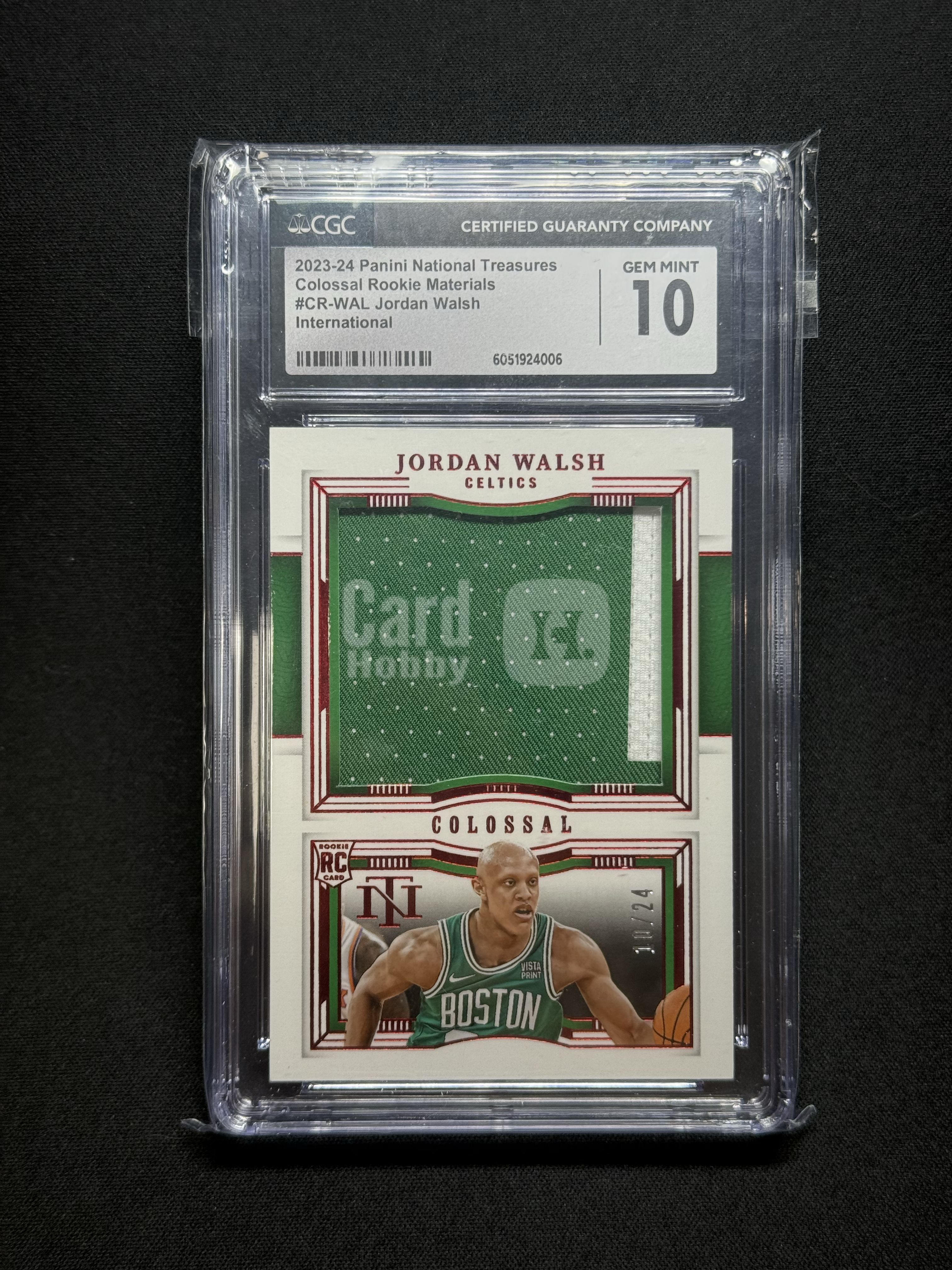 2023-24 Panini National Treasures Jordan Walsh RC 【小贝代拍】国宝 凯尔特人 新秀 乔丹 沃尔什 大窗 球衣 物料切割 /24编 CGC10 H KL