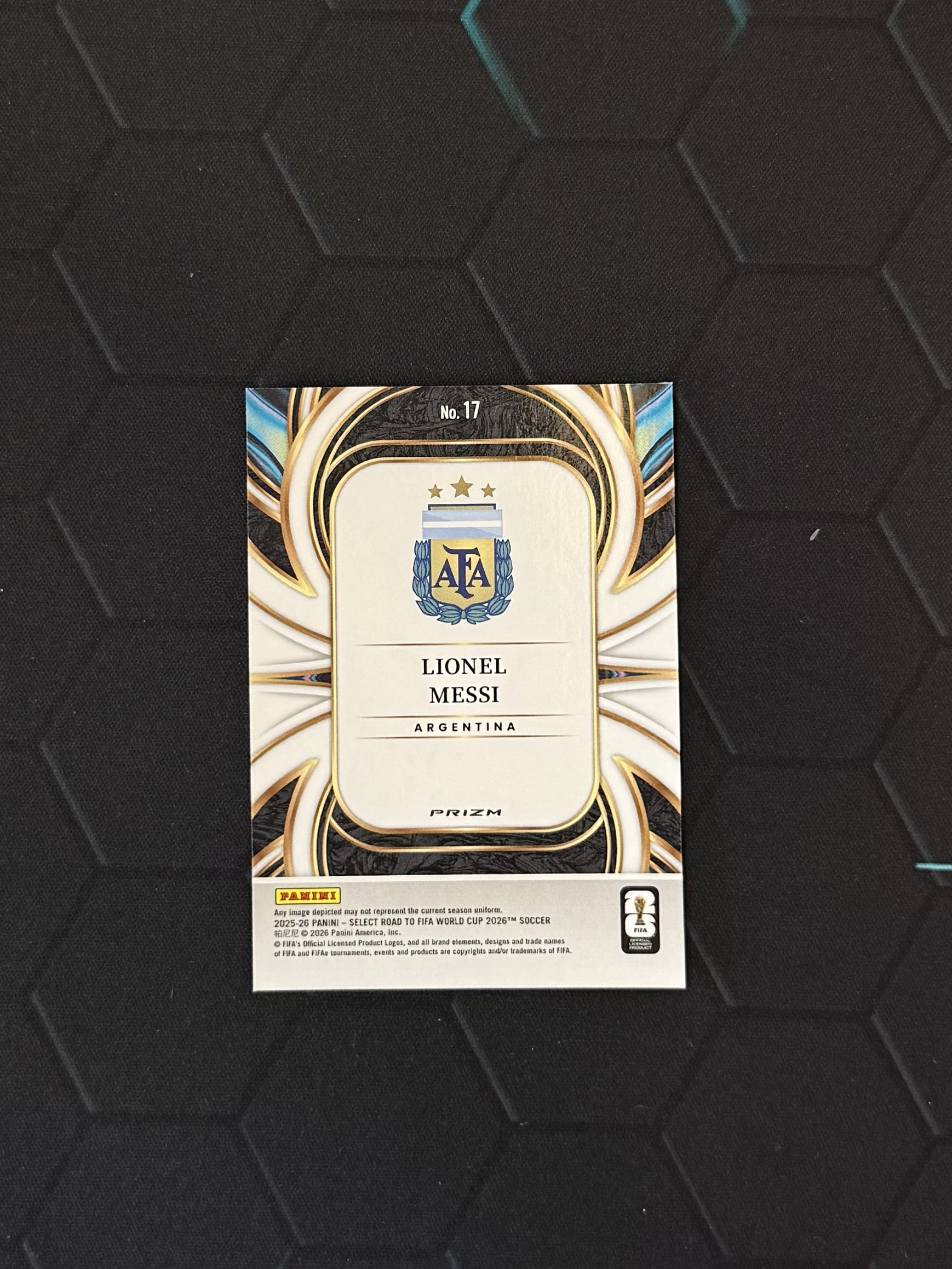 2025-26 Panini Select Road to World Cup Lionel Messi 【傲来拍卖】世界杯之路 阿根廷 利昂内尔 梅西 巴萨 蓝脉冲折 扳平者特卡 默认微瑕 cq力美