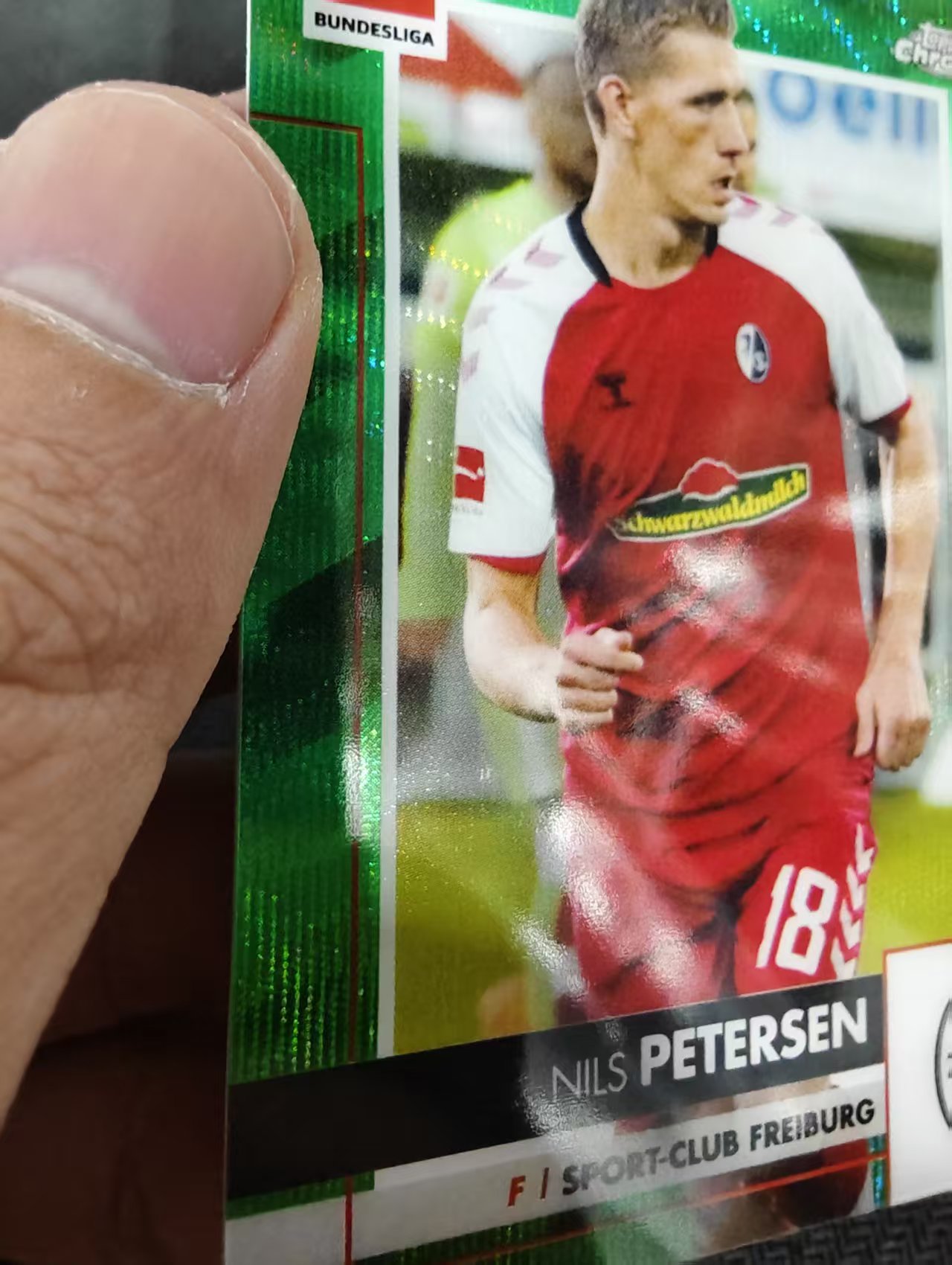 【可合并,不累计】2021 Topps Chrome Nils Petersen 彼得森 弗赖堡 德甲 绿波纹 99编 瑕疵如图