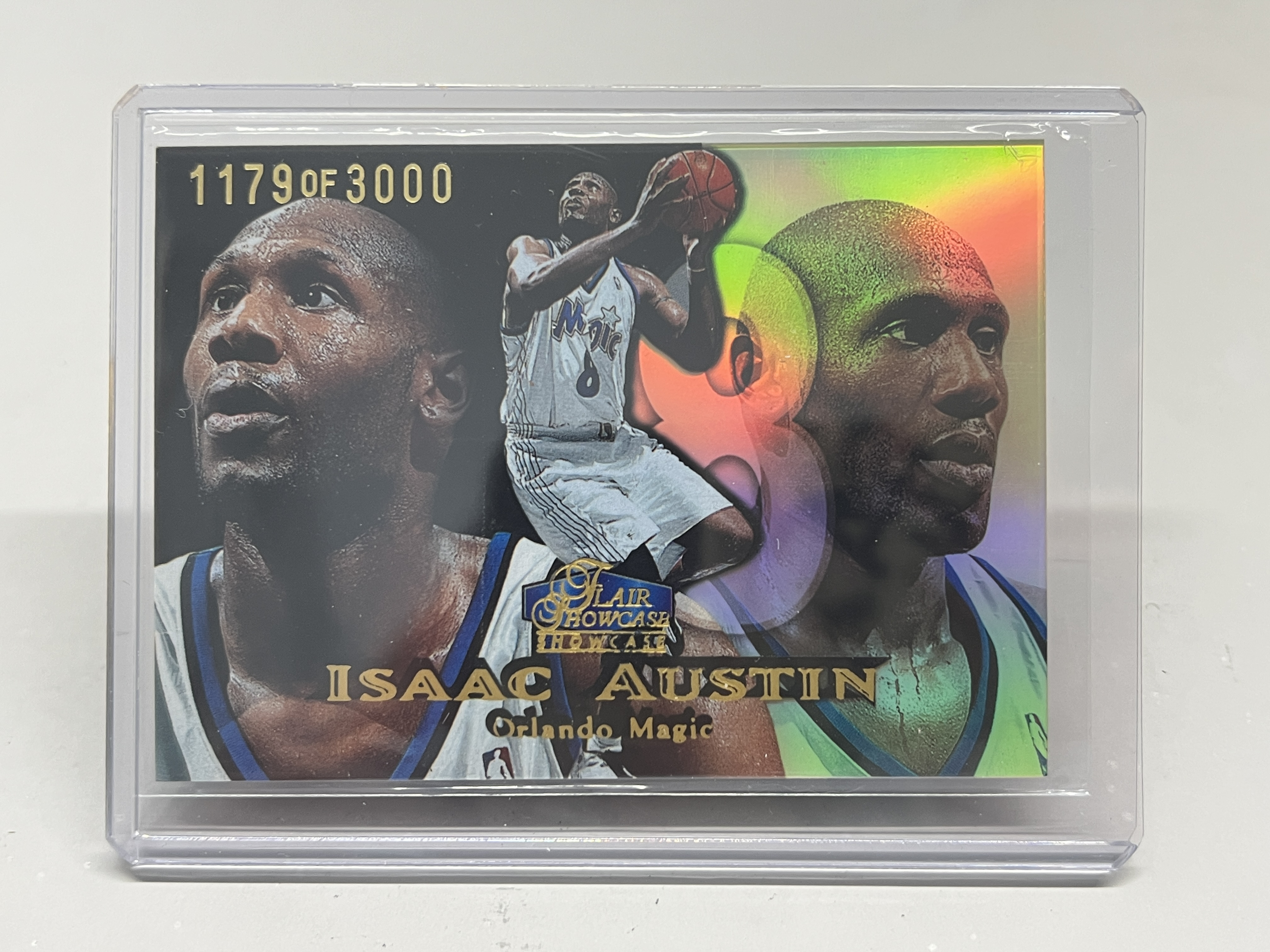 1998 Fleer Showcase Isaac Austin Orlando Magic NBA【挂机代拍】艾萨克·奥斯丁 魔术队 中锋 1179/3000 限编 折射 闪卡 卡品如图