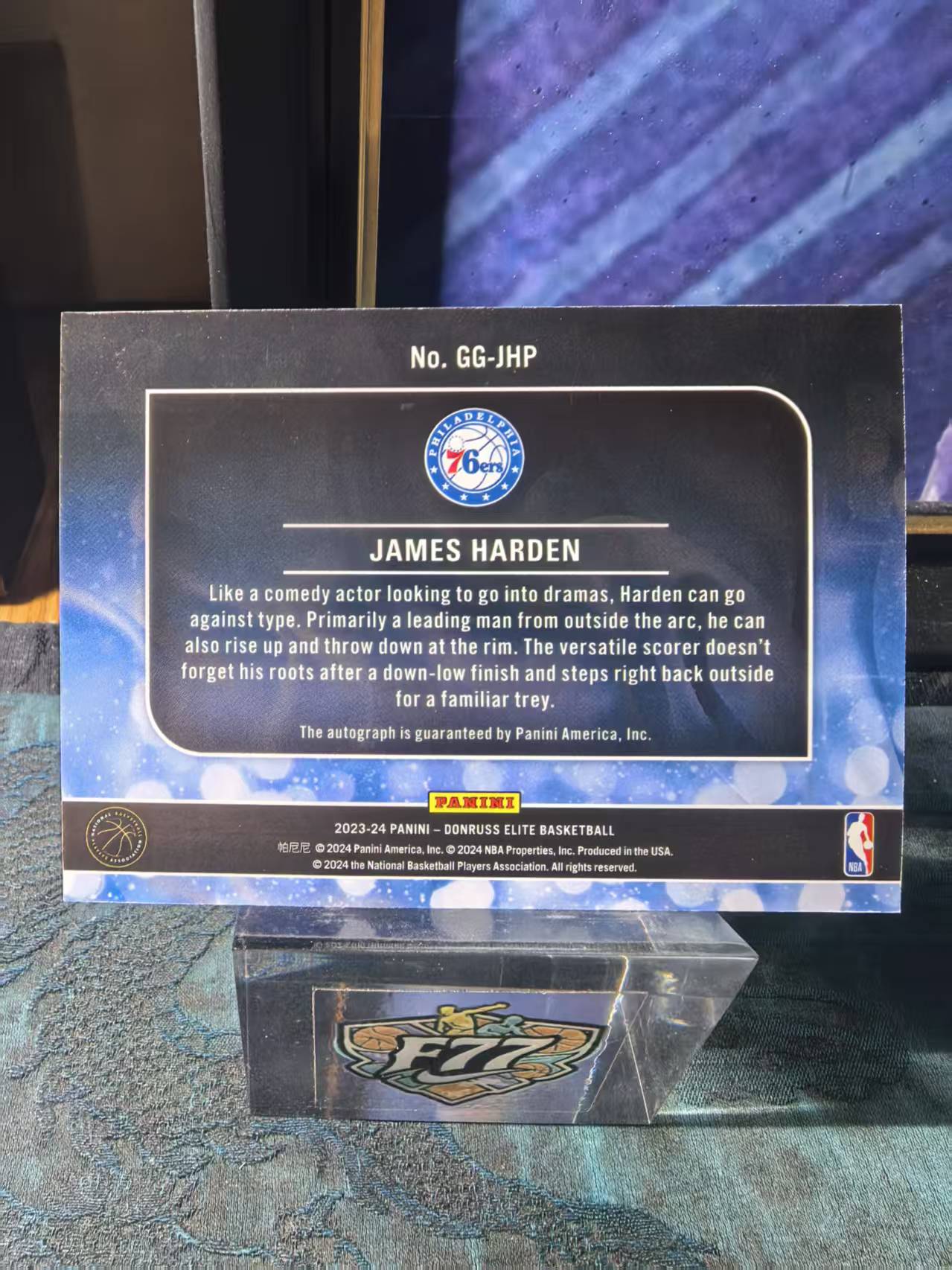 2023-24 Panini Donruss James Harden 杜蕾斯 精英 76人 詹姆斯 哈登 签字 卡签 GG签 02/10编 金平行 收藏必备 李总