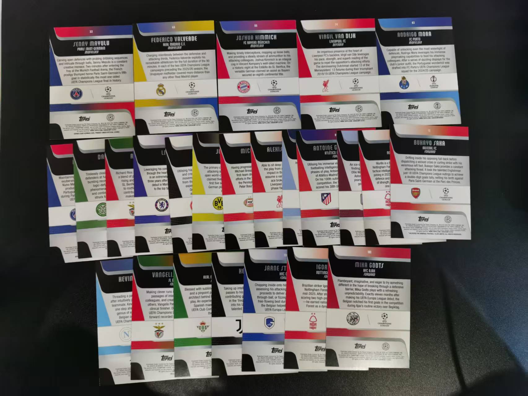 2026 Topps Chrome Jurriën Timber 阿森纳队盒 9张打包LOT 收藏凑套 卡品如图 免费代拍FA66
