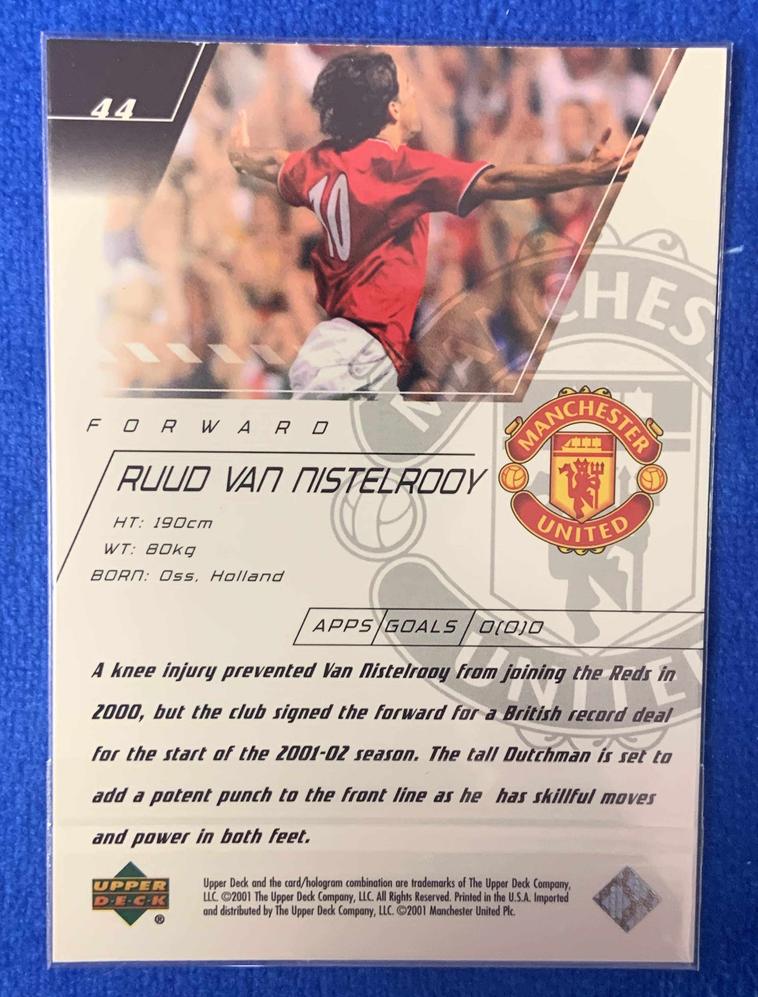 2001 Upper Deck Manchester United Ruud van Nistelrooy 亚德 曼联 范尼斯特鲁伊 英超西甲金靴 荷兰Holland 经典老卡 不保卡品ebay有价