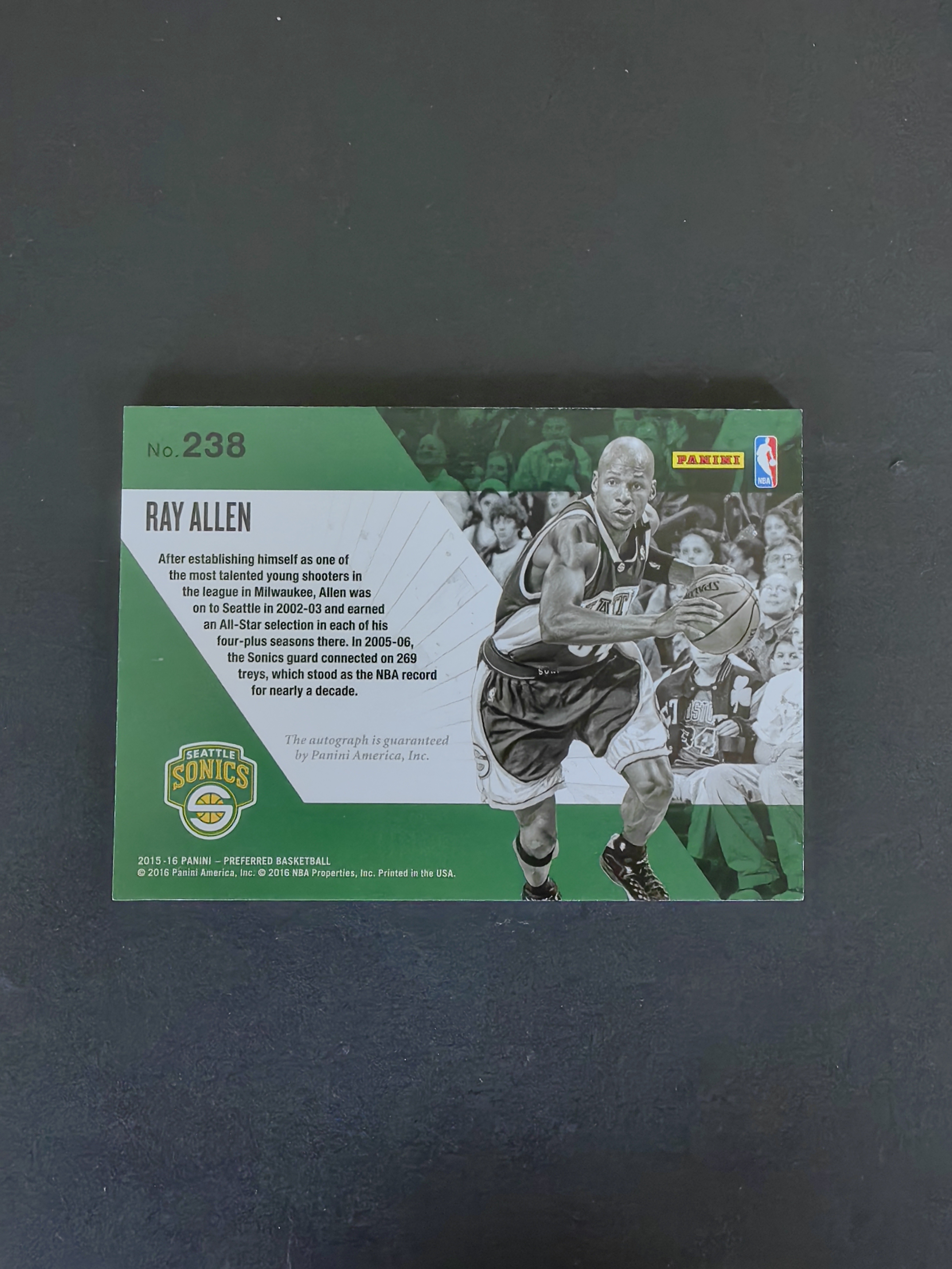 2015-16 Panini Preferred Ray Allen #238 雷阿伦 小书 签字 4/50编 卡品如图