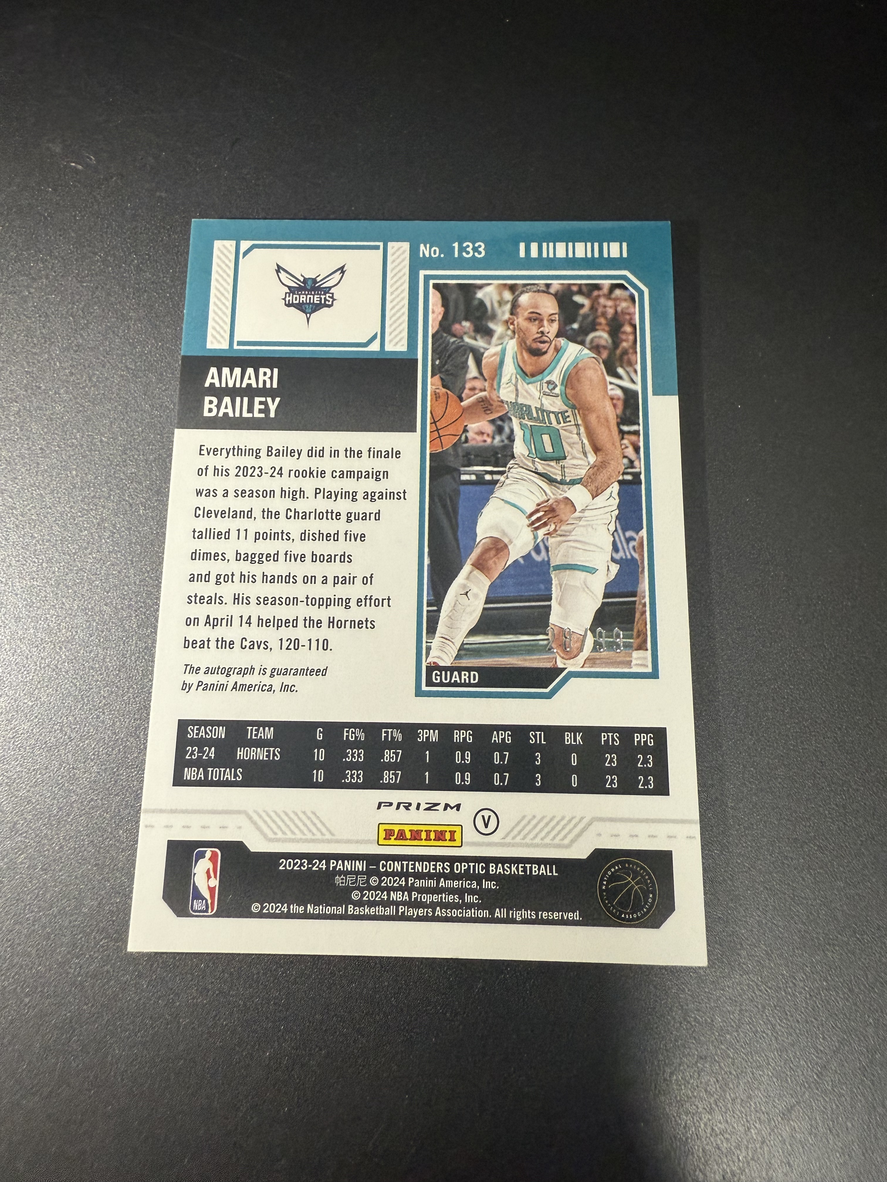 2023-24 Panini Optic Amari Bailey RC 阿马里 贝利 新秀 op 签字 卡签 红折 99编 井