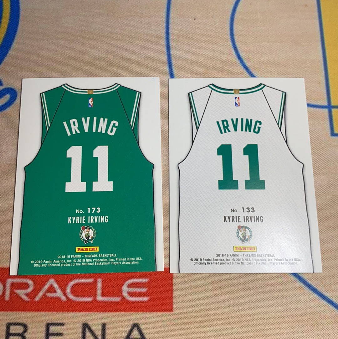 2018-19 Panini Threads Kyrie Irving 小背心 凯里 欧文 特卡 主场 客场 球衣 两张打包lot 凯尔特人 欧神仙 卡品如图 收藏必备
