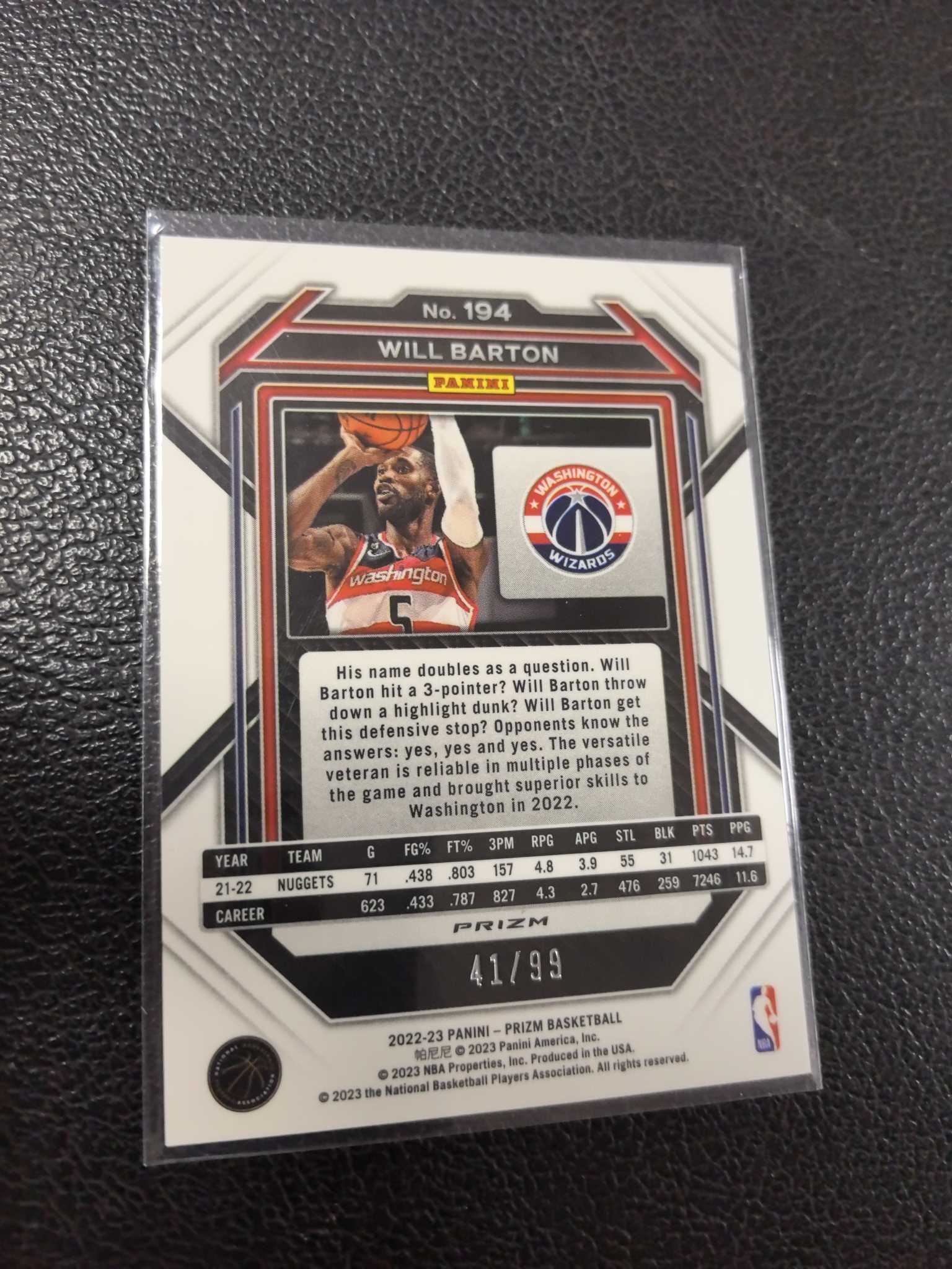 2022-23 维尔巴顿 99编 紫折 prizm 掘金 11-5