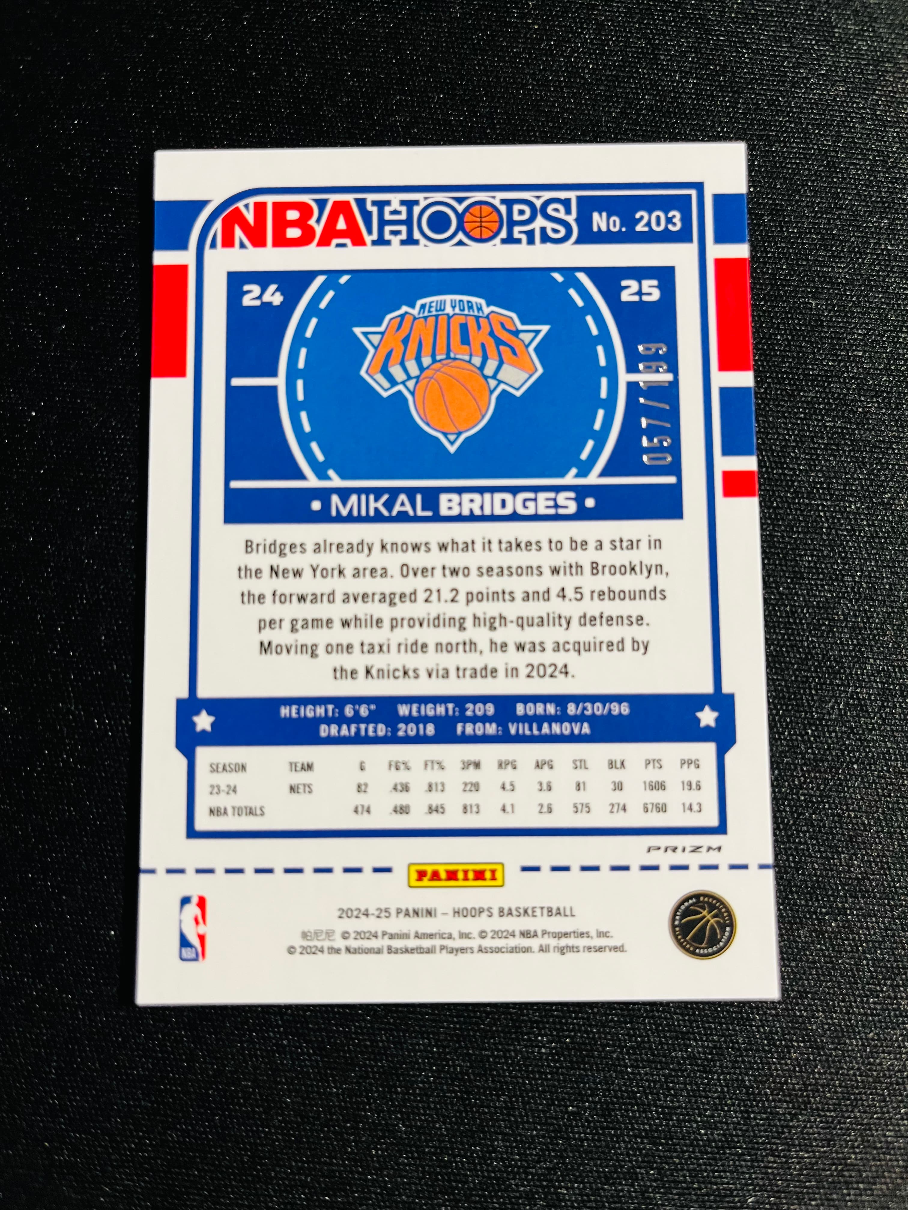 【古都拍卖0手续费高额预付】2024-25 Hoops 尼克斯 米卡尔 布里奇斯 199编 红脉冲折 选图帅气 实卡好看 凑套收藏——Mafty