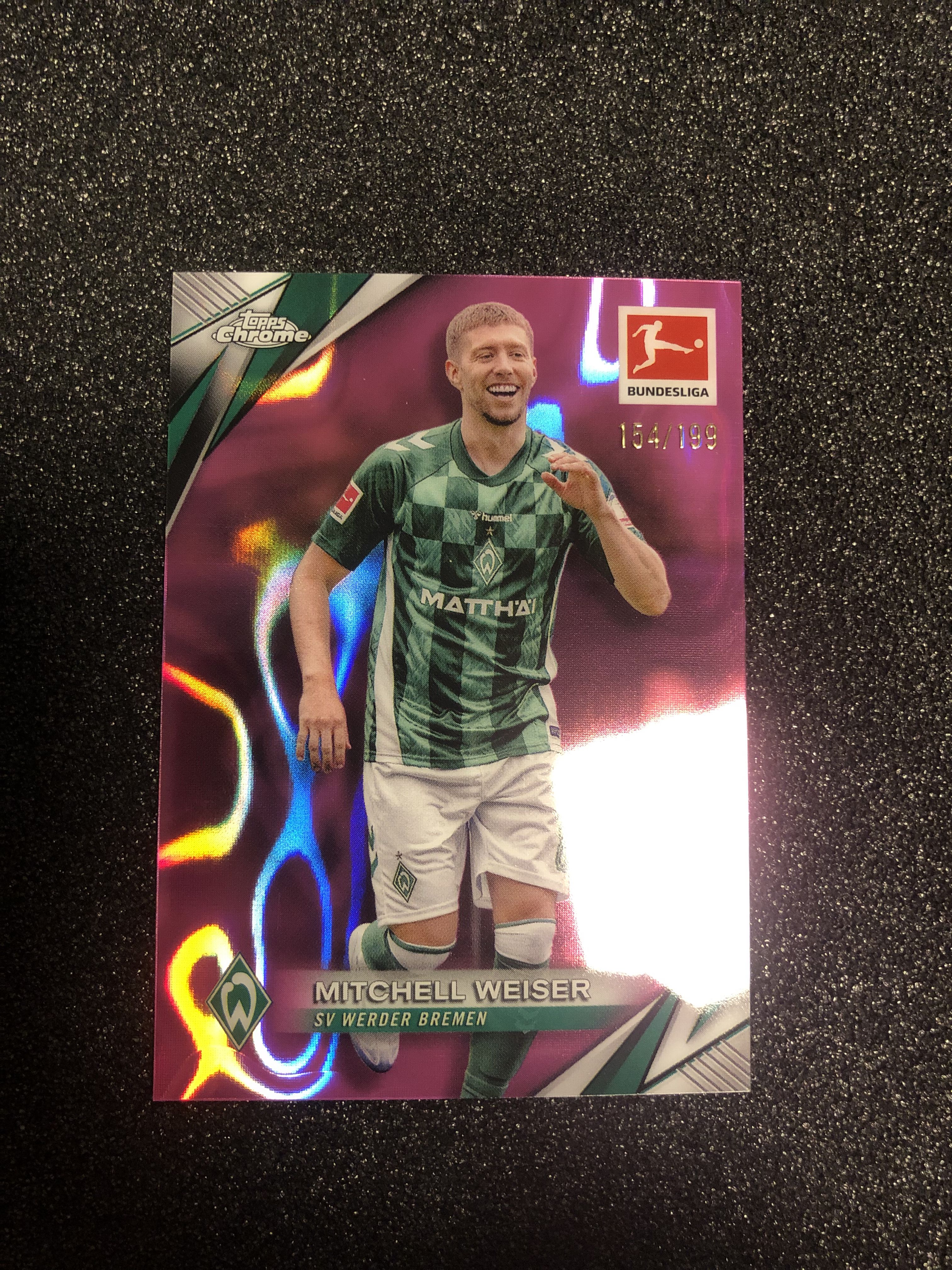 2024-25 Topps Chrome mitchell weiser 德甲tc 米切尔-魏泽 德国 云达不莱梅 199编 粉熔岩折 154/199 卡品如图 凑套收藏必备