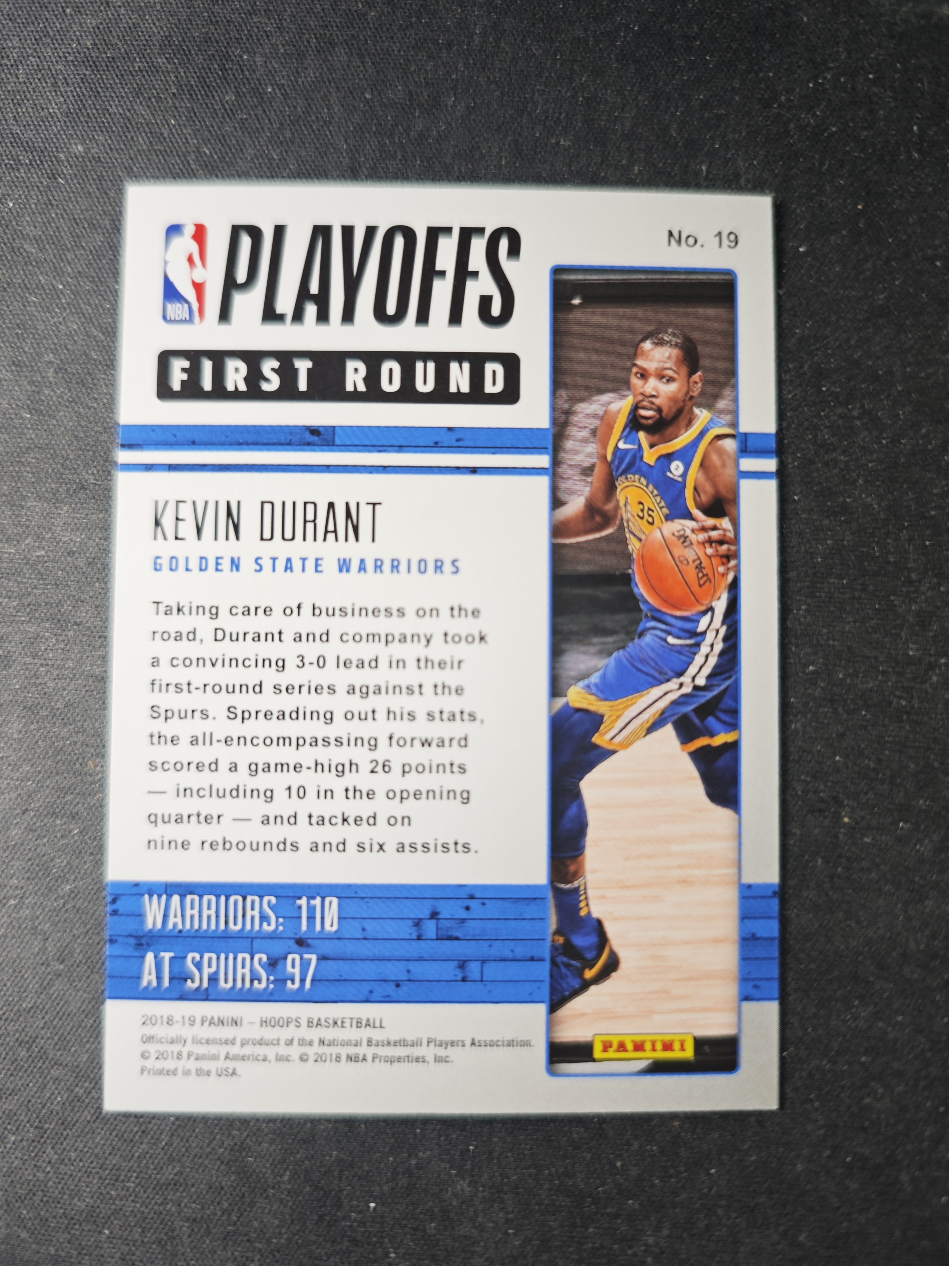 【蛤蟆特卖】凯文 杜兰特 死神 2018-19 PANINI HOOPS系列 经典设计 限量2018编 超级漂亮 稀有好卡 边角微瑕 背面磕痕 卡品如图 专收必备!