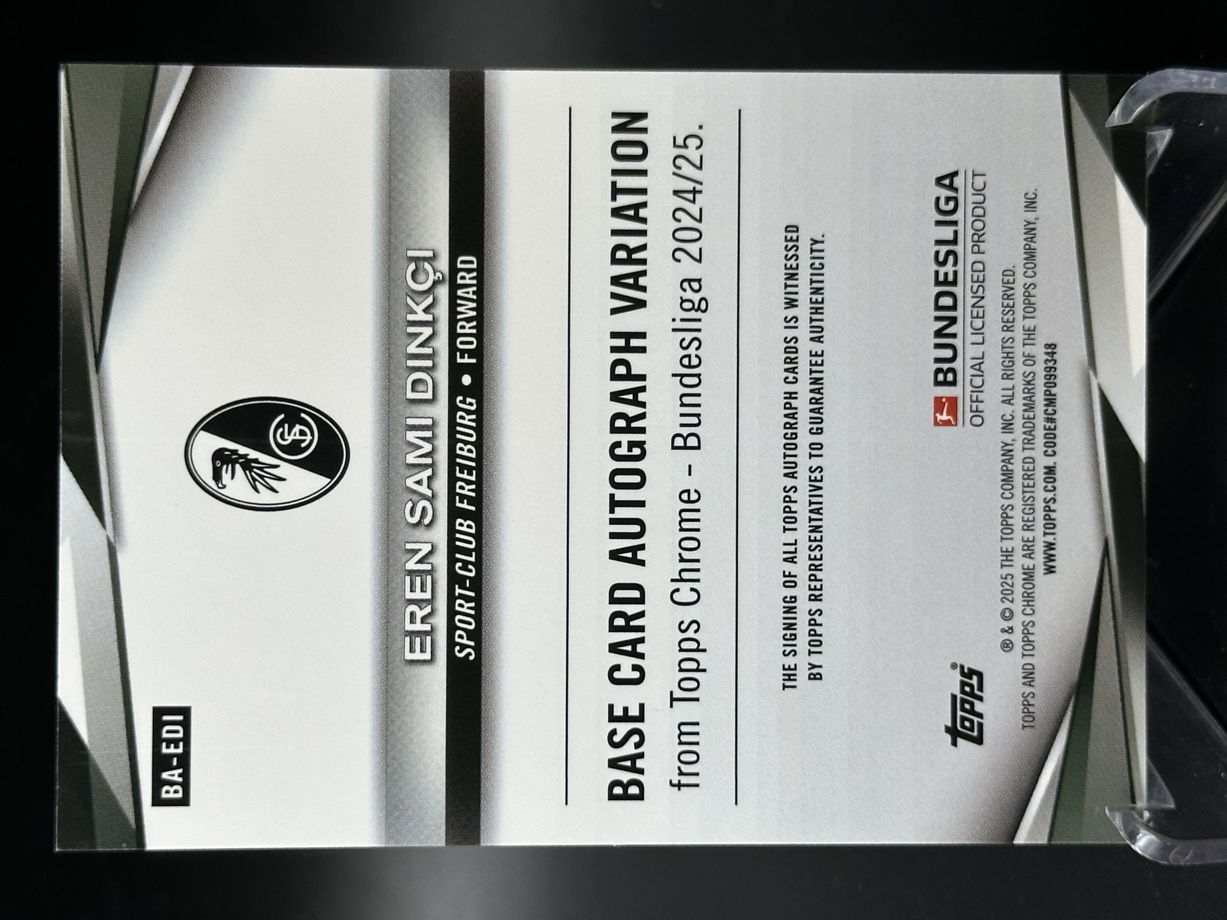 2024-25 Topps Chrome dinkci 【小黄拍卖】德甲 蓝宝石 迪恩克吉 弗赖堡 橙碎冰折 签字 18/25编「cook」
