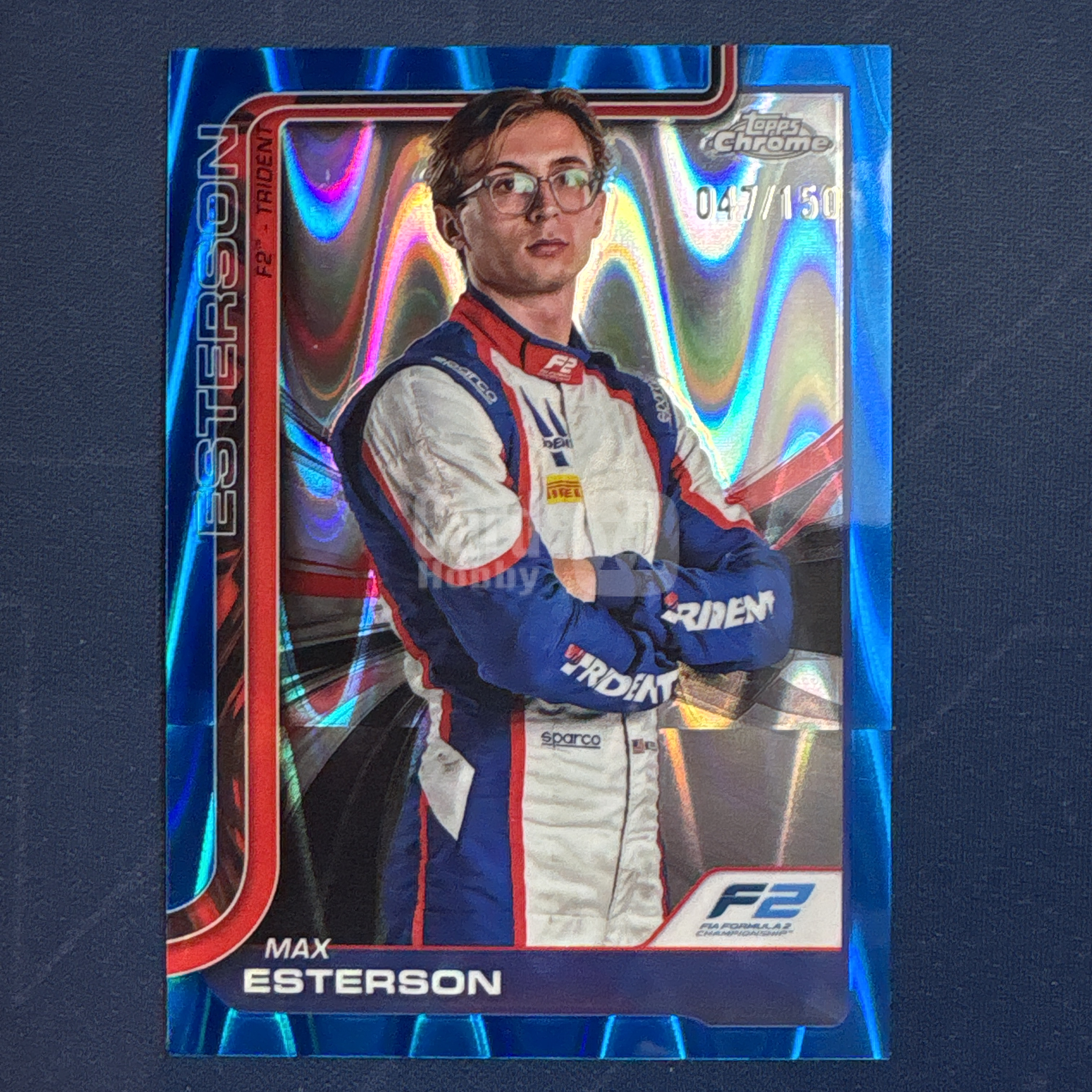 2025 Topps Chrome Max Esterson 【爆爆代卖】F1 75周年 马克斯 埃斯特森 47/150编 蓝折 波纹折 F2 Trident车队 正定妆照 专收必备 卡品如图 #冷哥