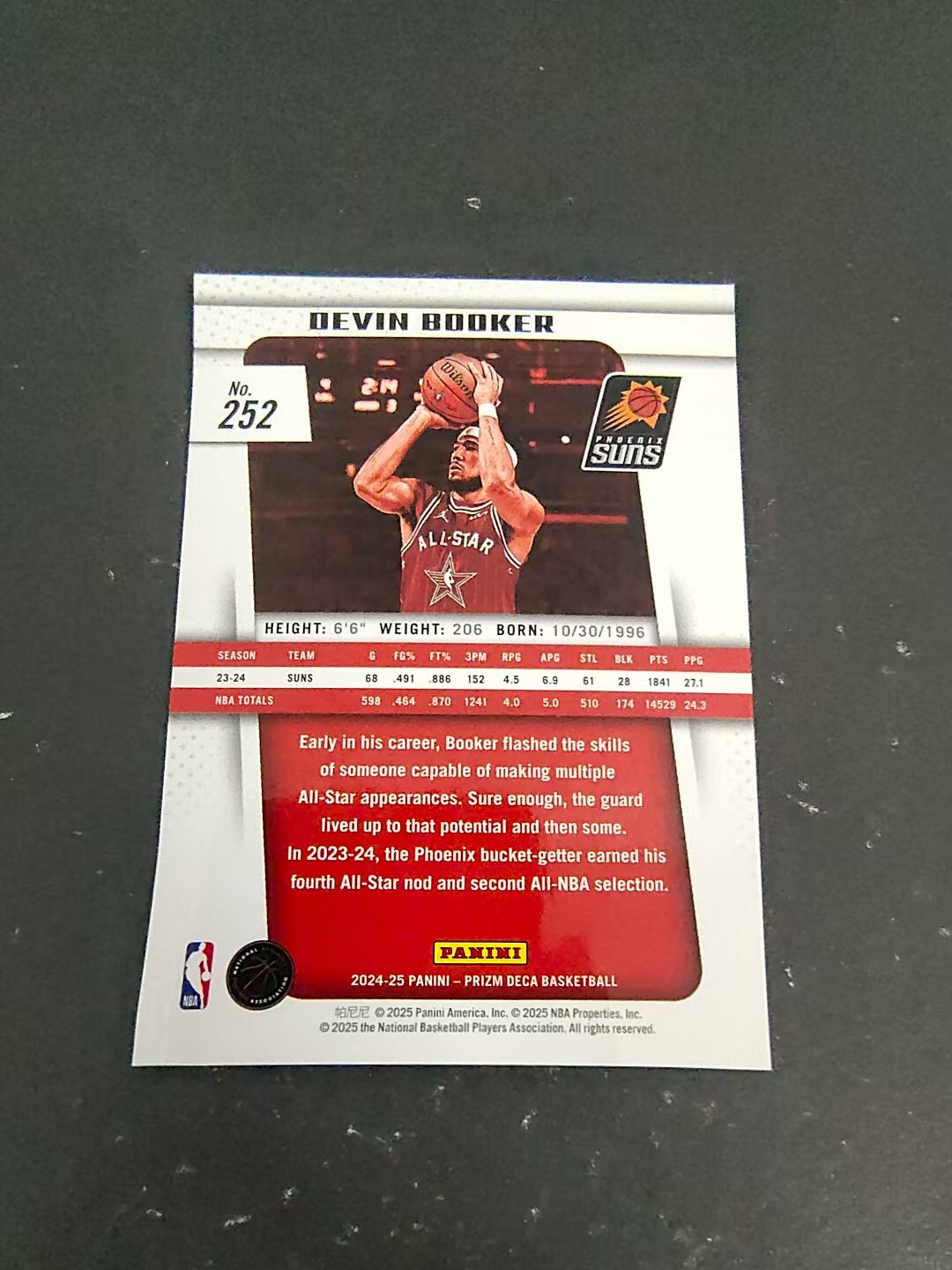 【可合并,不累计】2024-25 Panini Prizm Deca Devin Booker pz 德文 布克 太阳 复刻 划痕 边角瑕疵 #252