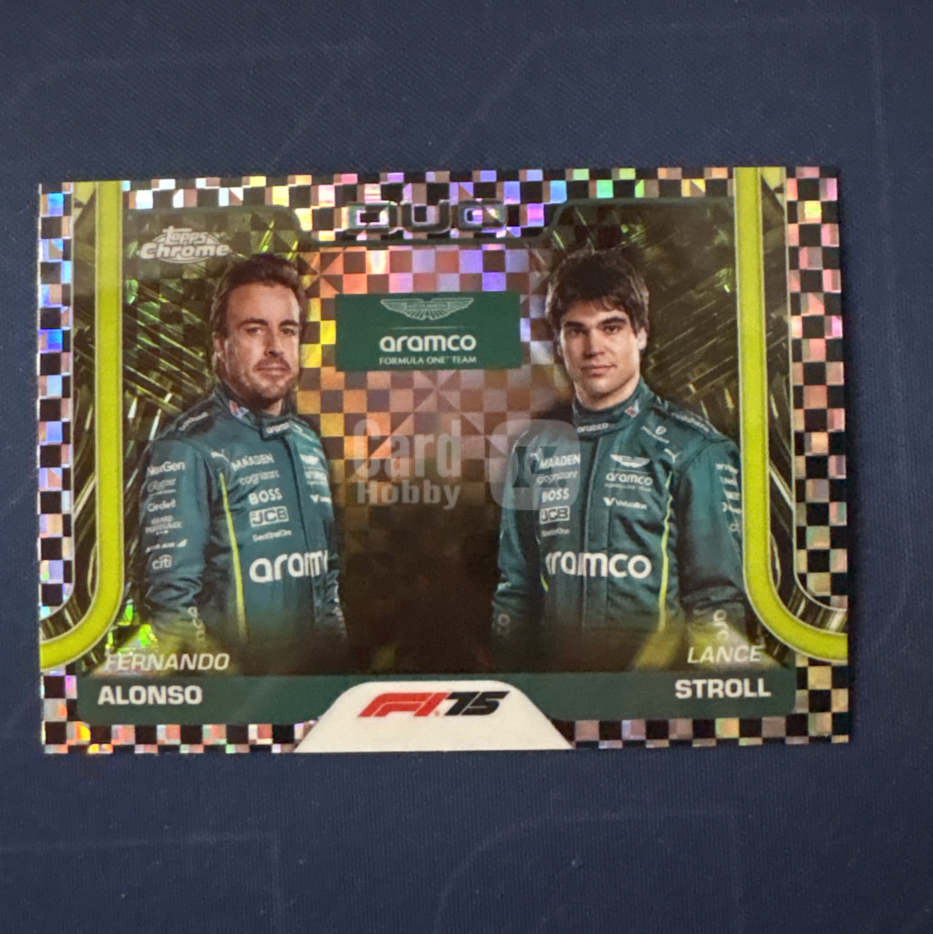 2025 Topps Chrome Fernando Alonso Lance Stroll 【爆爆代卖】F1 75周年 阿隆索 斯图罗尔 黑白方格旗折 棋盘折 格子折 Duo 双人 阿斯顿马丁#冷哥