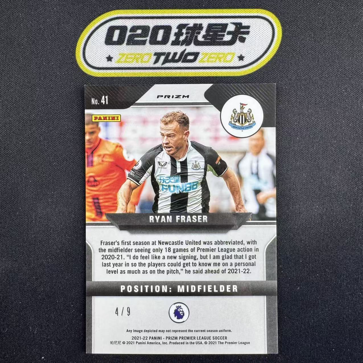 2021-22 Panini Prizm Ryan Fraser 英超Prizm 弗拉泽 4/9编 绿圈圈折 Choice独占 纽卡斯尔(楠)