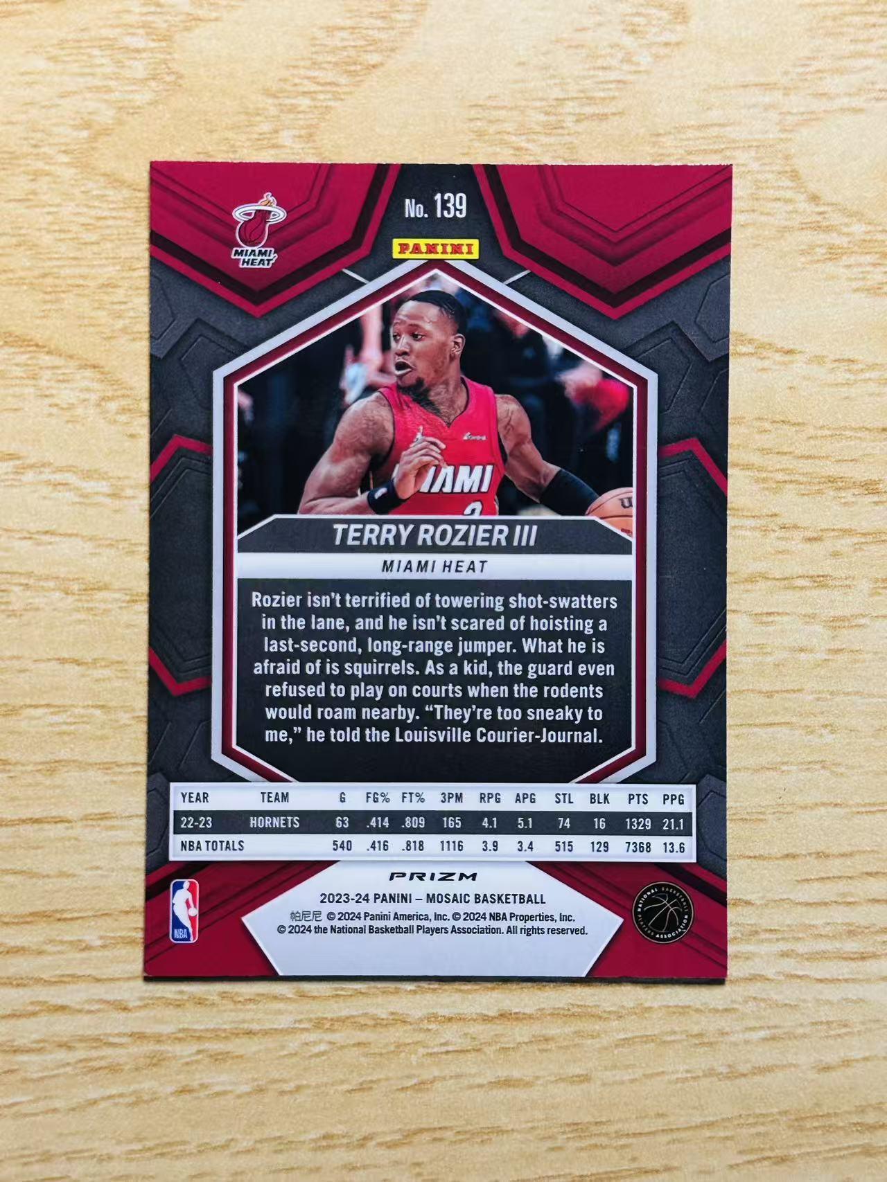 2023-24 Panini Mosaic Terry Rozier 嘿嘿代卖 马赛克 特里 罗齐尔 起源折 热火 大比例 收藏必备