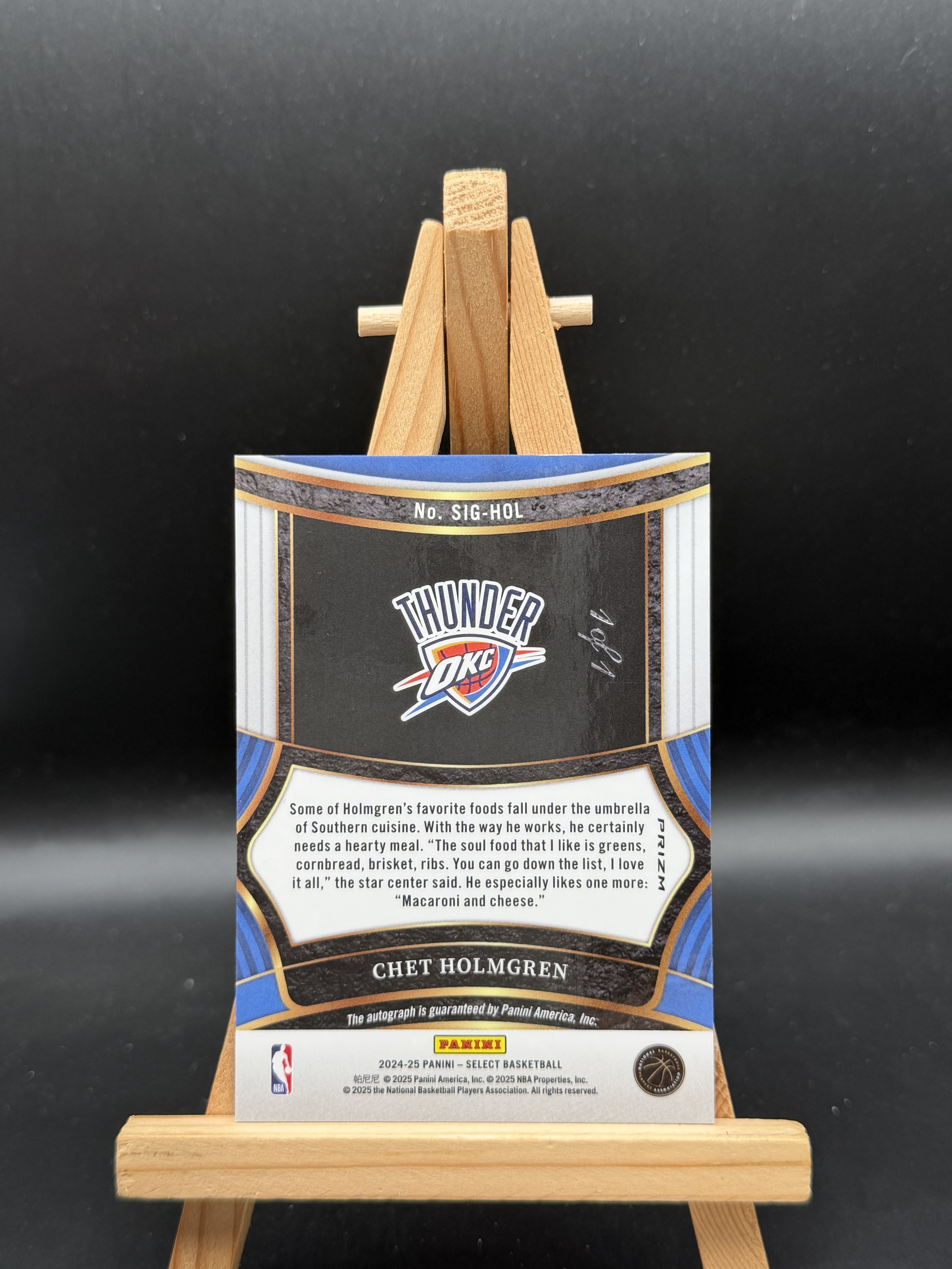 2024-25 Panini Select Chet Holmgren 切特 霍姆格伦 雷霆 select black finite 黑折 1/1编 1of1 签字 #杰少