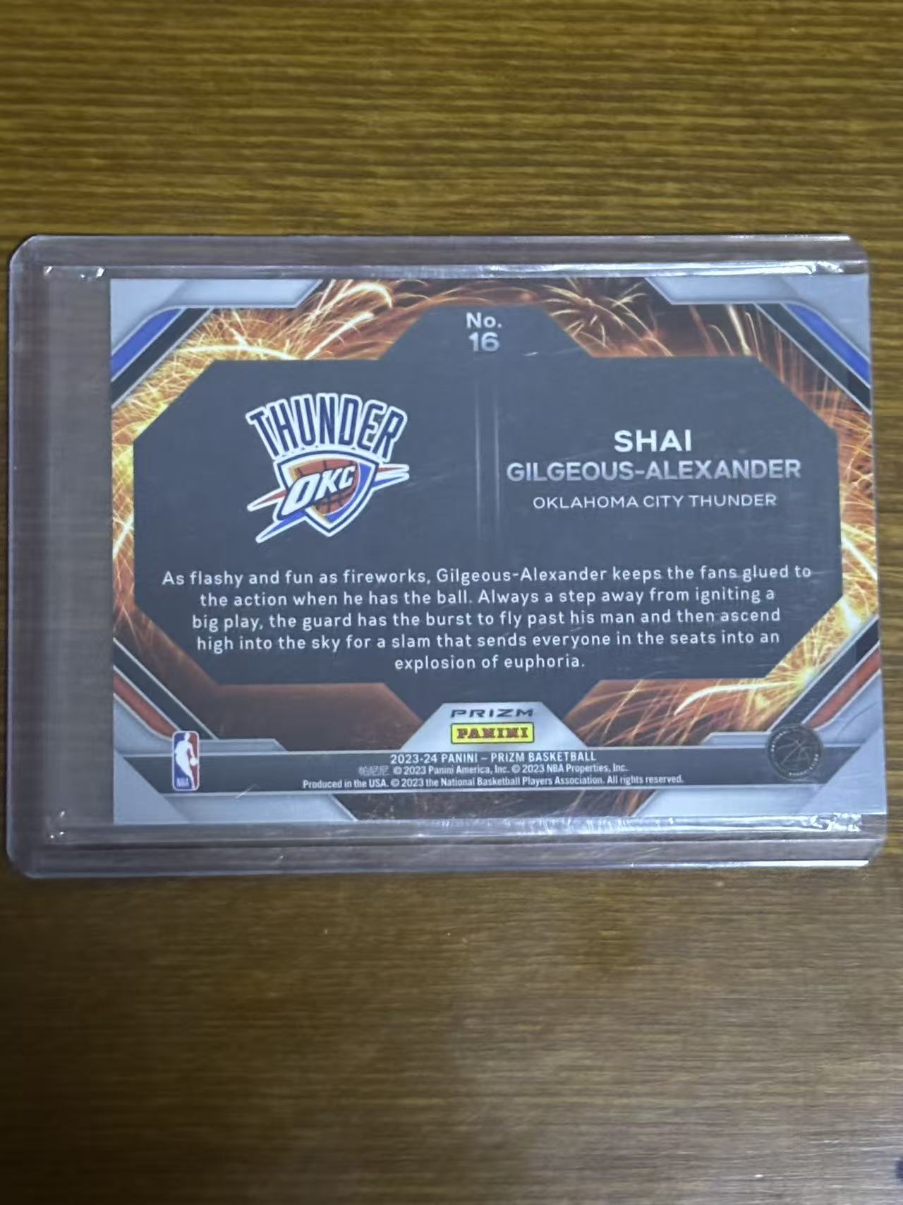 2023-24 Panini prizm Shai Gilgeous-Alexander 【磊子球星卡】烟花特卡 雷霆 SGA 亚历山大率队拿下队史首冠 银折折射 卡品如图 介意勿拍