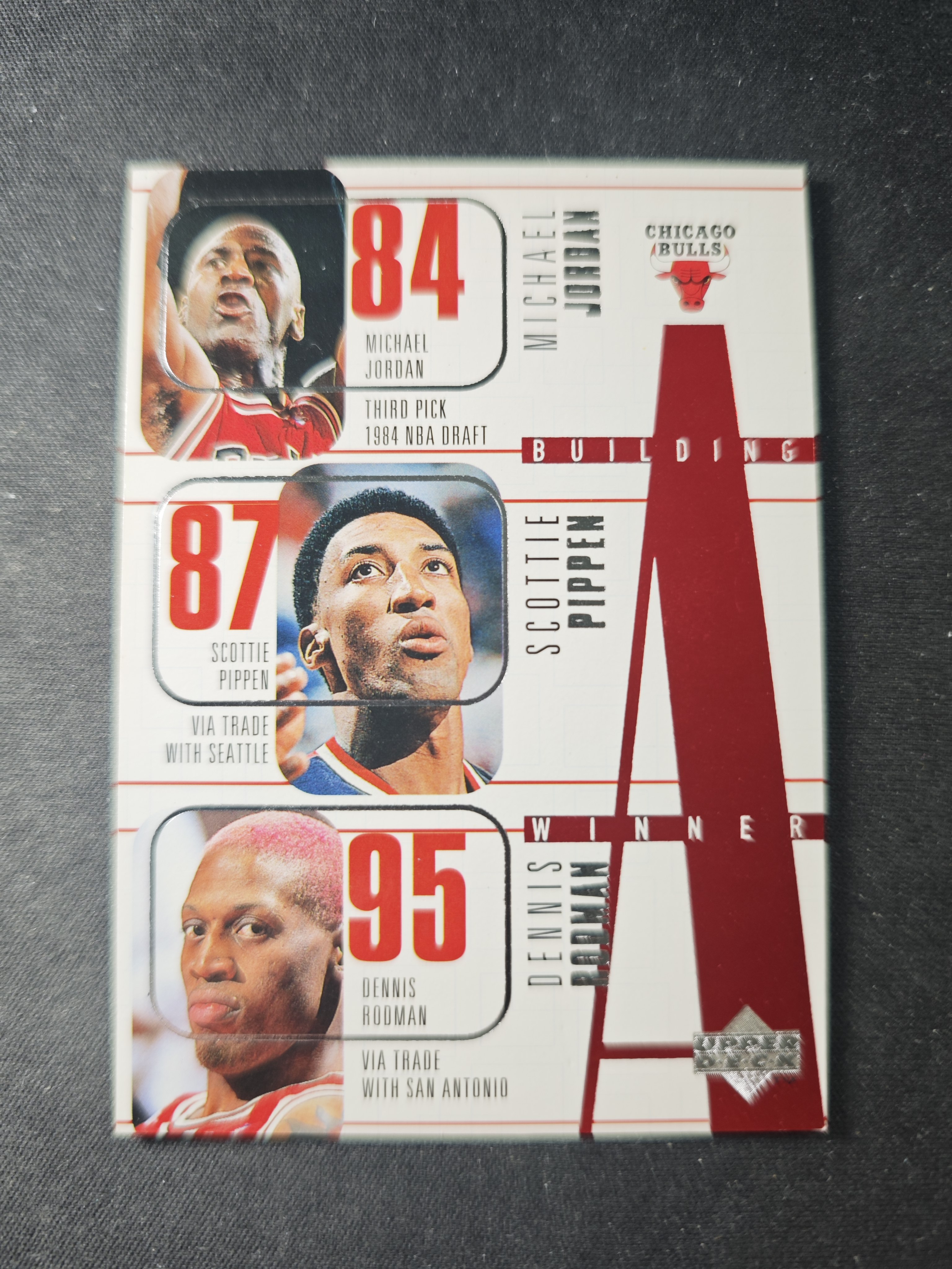 【蛤蟆特卖】迈克尔 乔丹 篮球之神 1996 UD 皮蓬 罗德曼等 芝加哥公牛队铁三角 经典设计 稀有好卡 绝版老特 选图超帅 边角微瑕 卡品如图 专收必备!