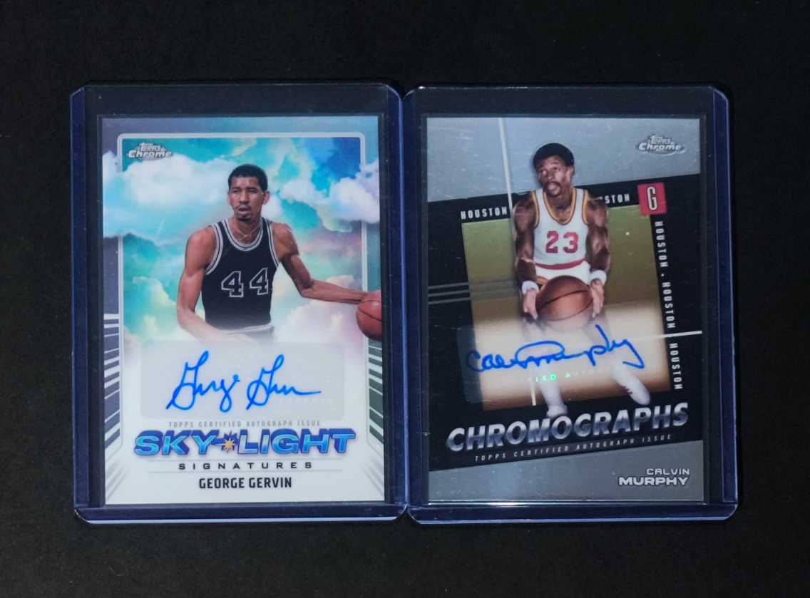 2025 Topps Chrome George Gervin 传奇名宿 马刺 冰人 乔治-格文 火箭 卡尔文-墨菲 签字 贴签 2张lot 打包 实卡很美 专收必备