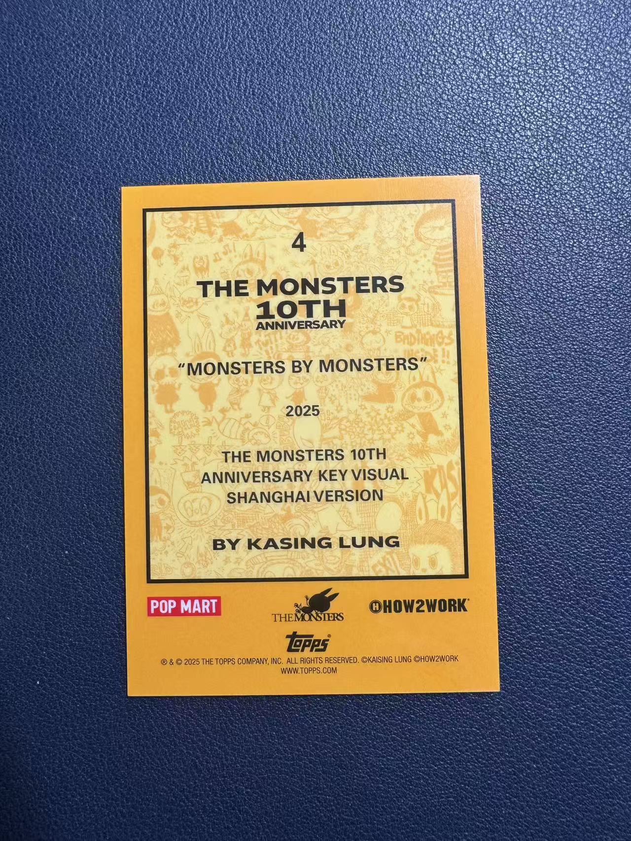 2025 Topps labubu Monsters by Monsters (2025) 禄卡 TC x 泡泡玛特 拉布布10周年纪念盒 龙家升签字平行 #4 收藏必备 12.15-冬瓜TQ-Z05