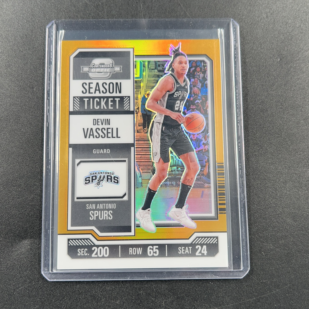 2023-24 Panini Contenders Optic Devin Vassell 【浪险猴代拍】球票OP 马刺 德文 瓦塞尔 3/10编 金折 金版 折射 轻印如图 小栋